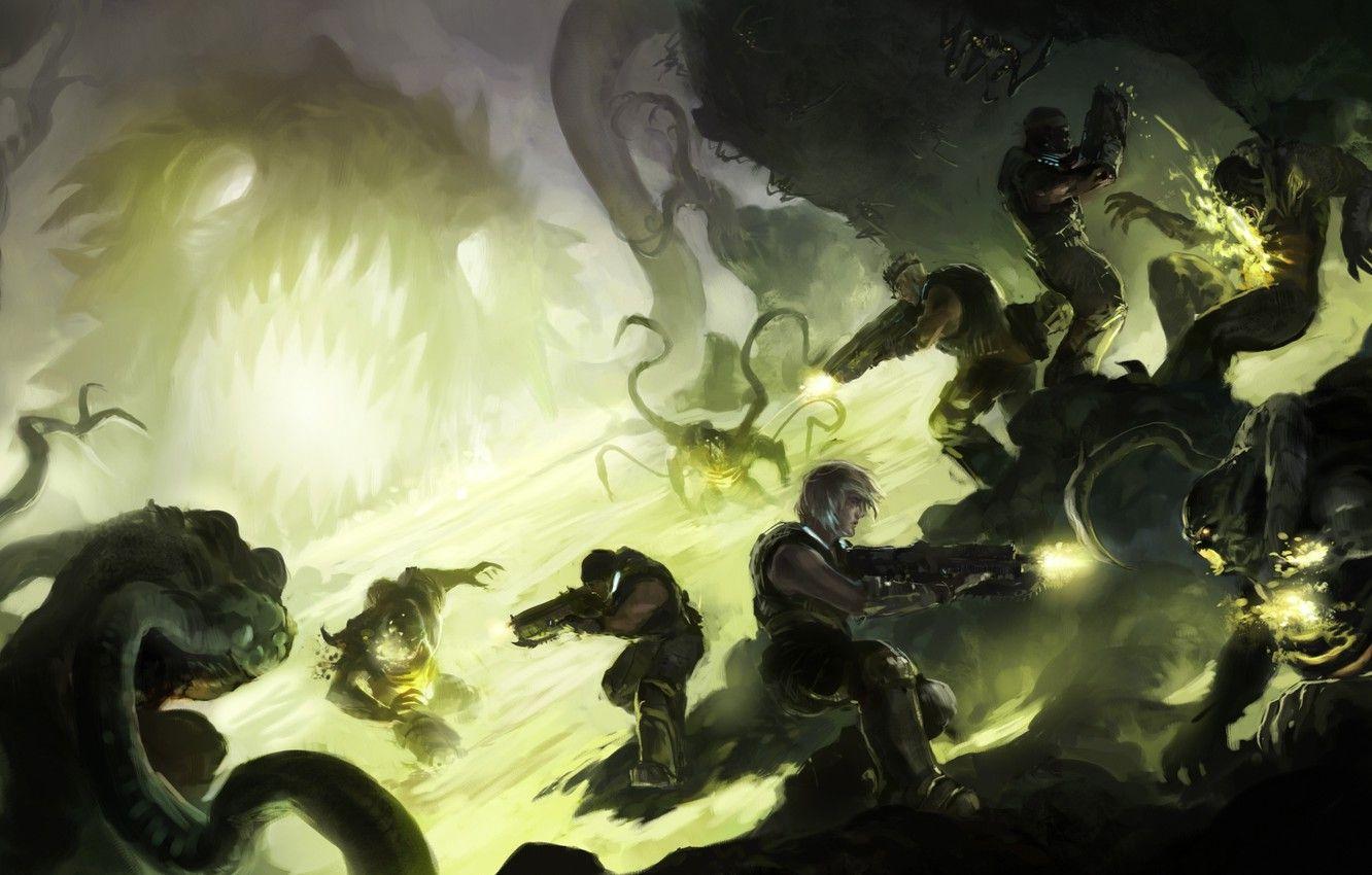1332x850 Wallpaper Gears of War, Damon S. Baird, Marcus Fenix, Anya Stroud