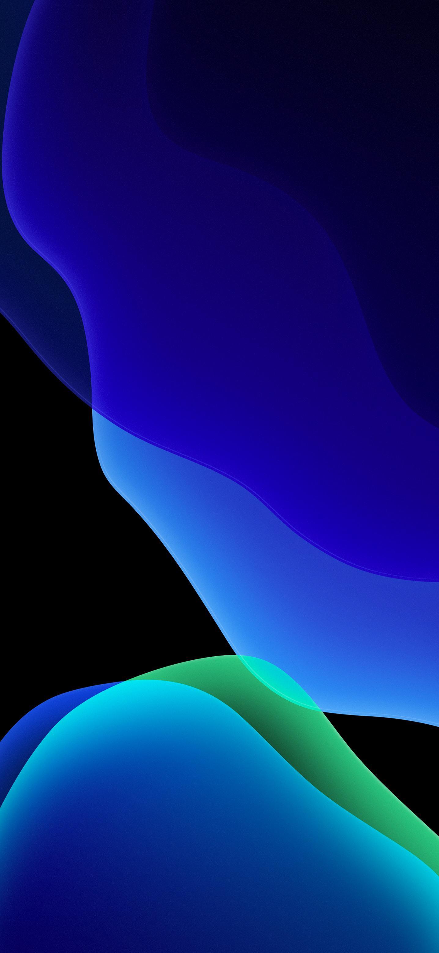 1436x3113 Blue iOS 13 Dark Mode Wallpaper