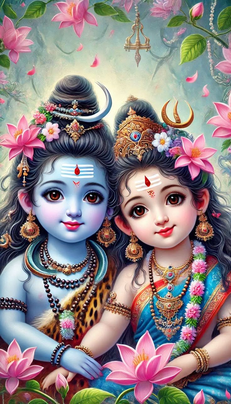 736x1288 Cute Beautiful Little Shiv and Parvati ❤️