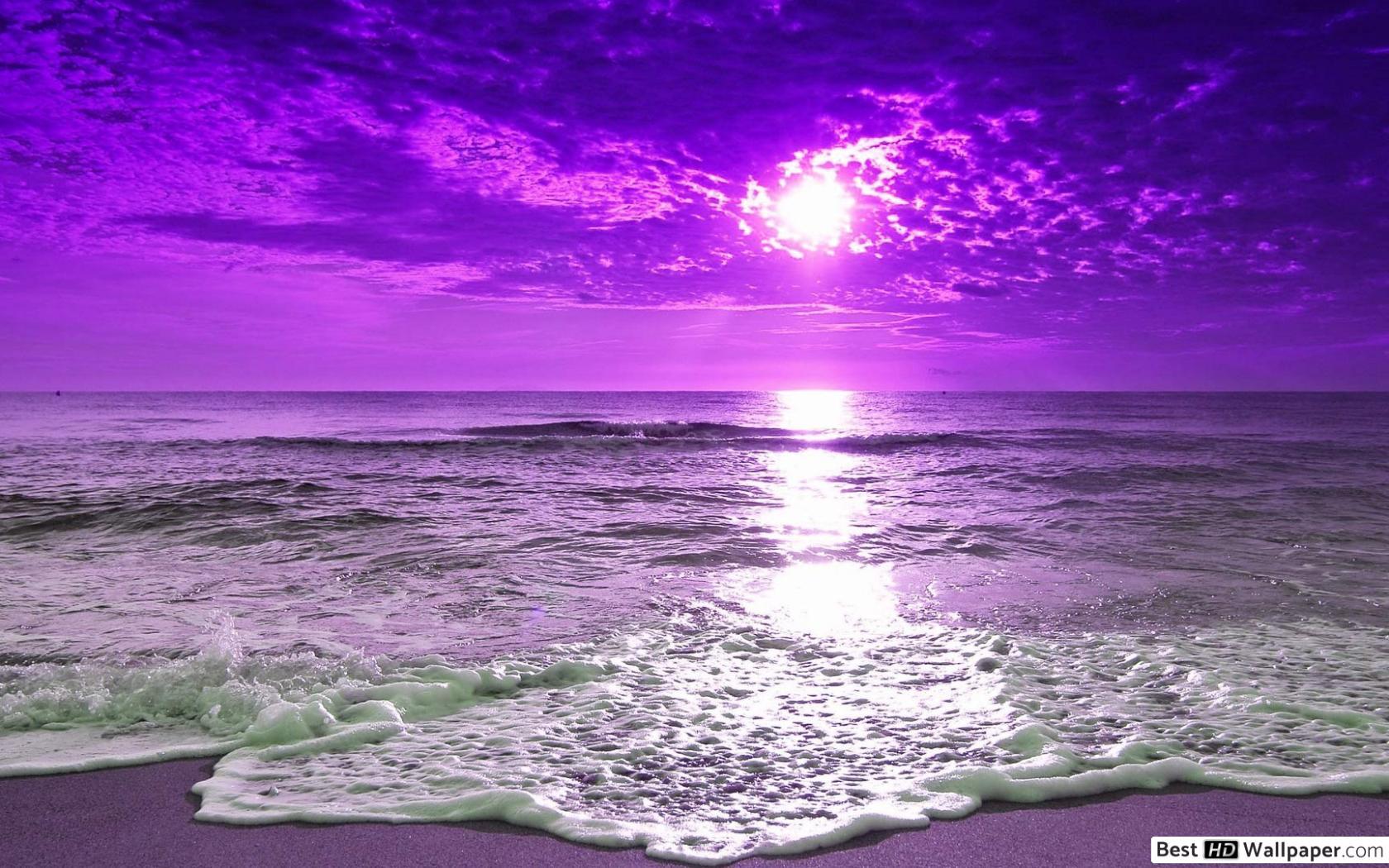 1680x1050 Purple Beach Sunset HD wallpaper download