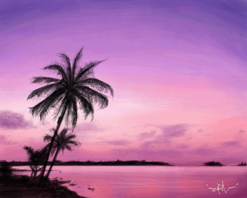 1024x819 Purple Palm Trees image Background for Powerpoint Templates