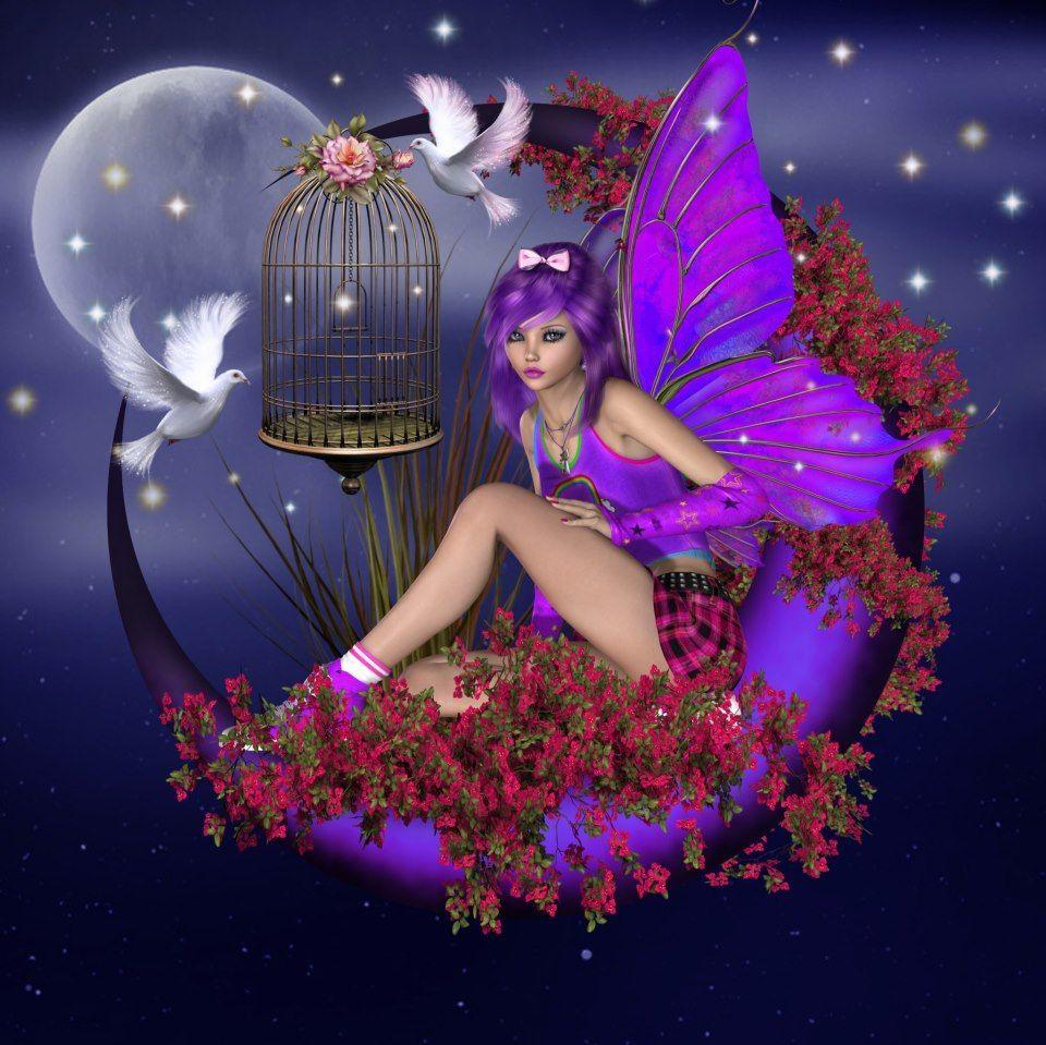 960x959 angel in purple moon. Fairy wallpaper, Moon fairy, Unicorn