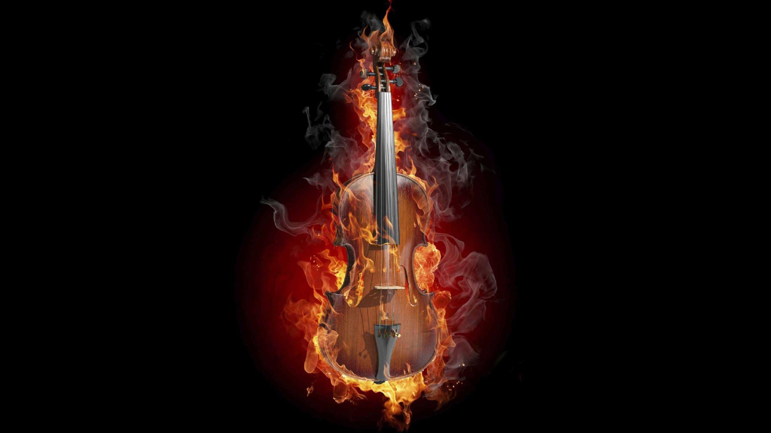 2560x1440 Burning Violin MacBook Air Wallpaper Download