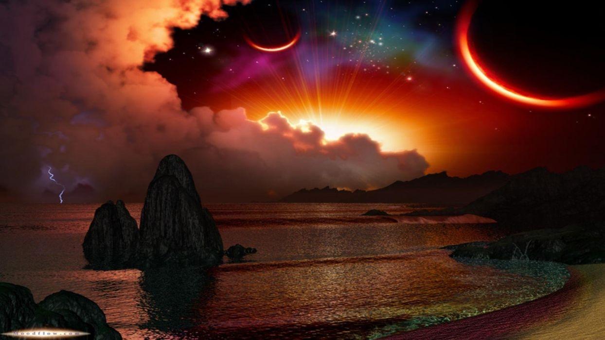 1244x700 STORM weather rain sky clouds nature moon planet fantasy ocean sea