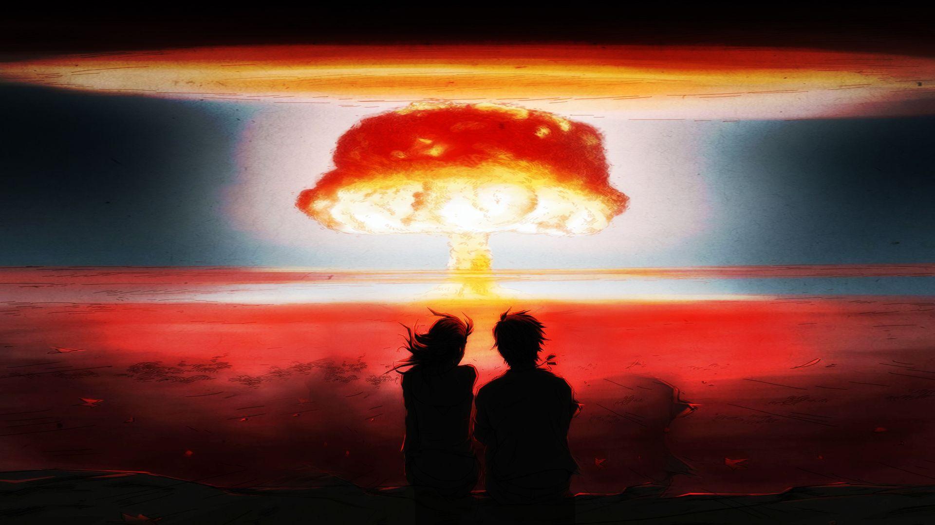 1920x1080 Nuclear Blast Bomb Explosion Anime Drawing Mushroom Cloud Nuclear