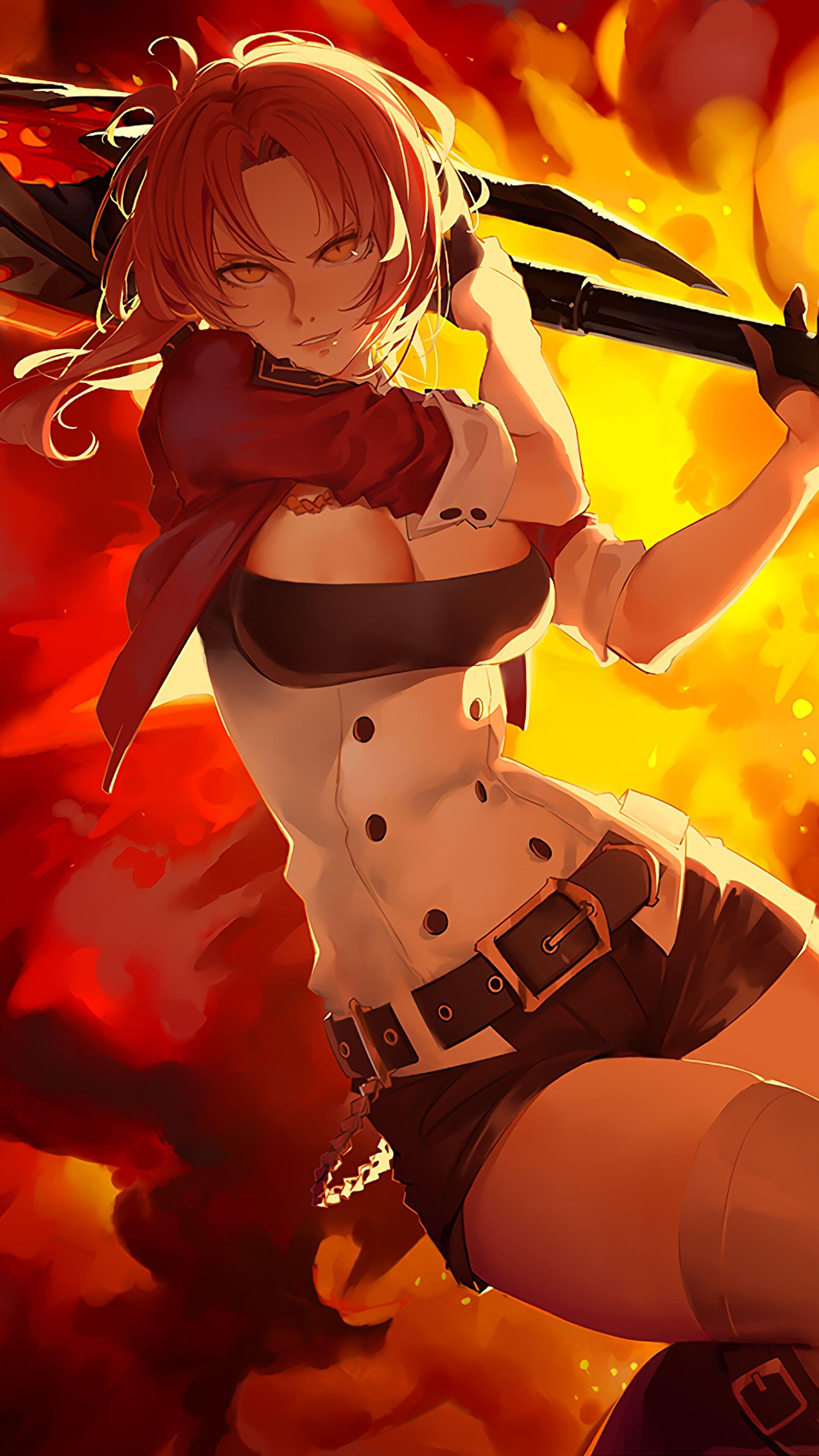 2160x3840 Anime, Girl, Big Sword, Explosion, Murata Himeko, Honkai