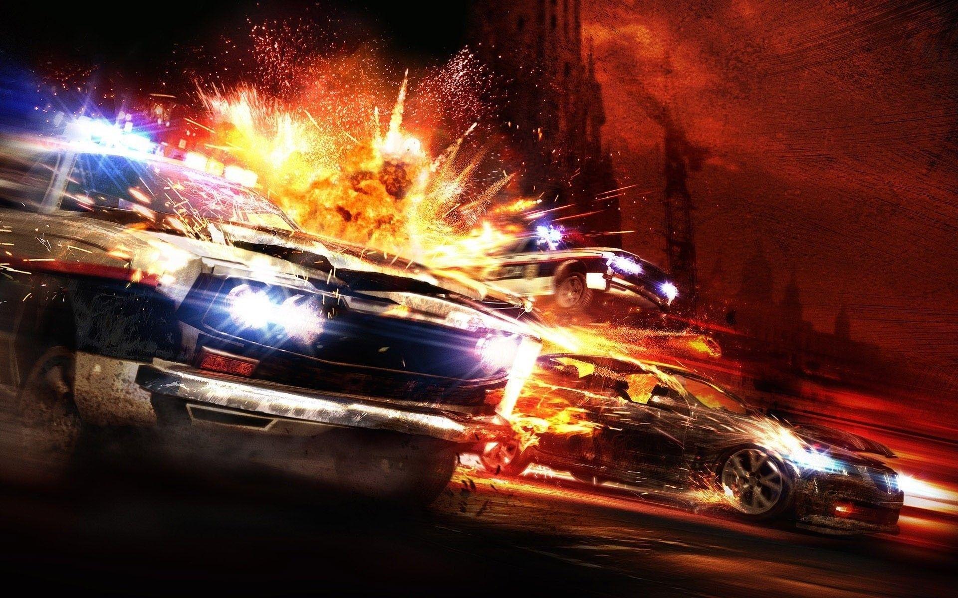 1920x1200 chase, explosion, police Wallpaper