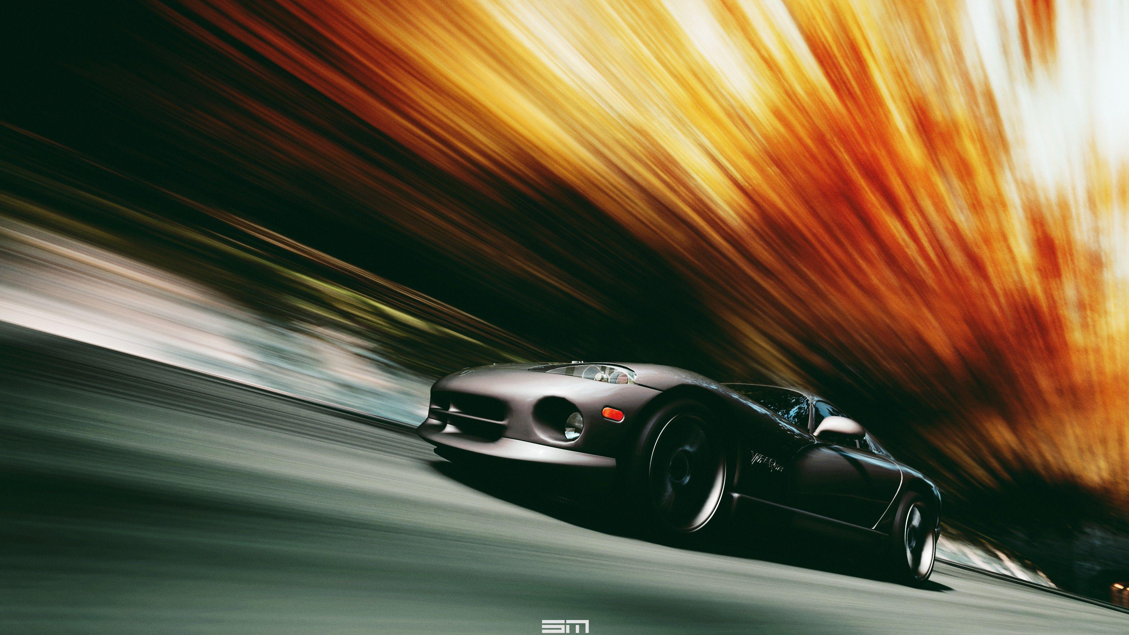3840x2160 VIPER, Dodge Viper, Car, Motion Blur, Black Cars Wallpaper HD