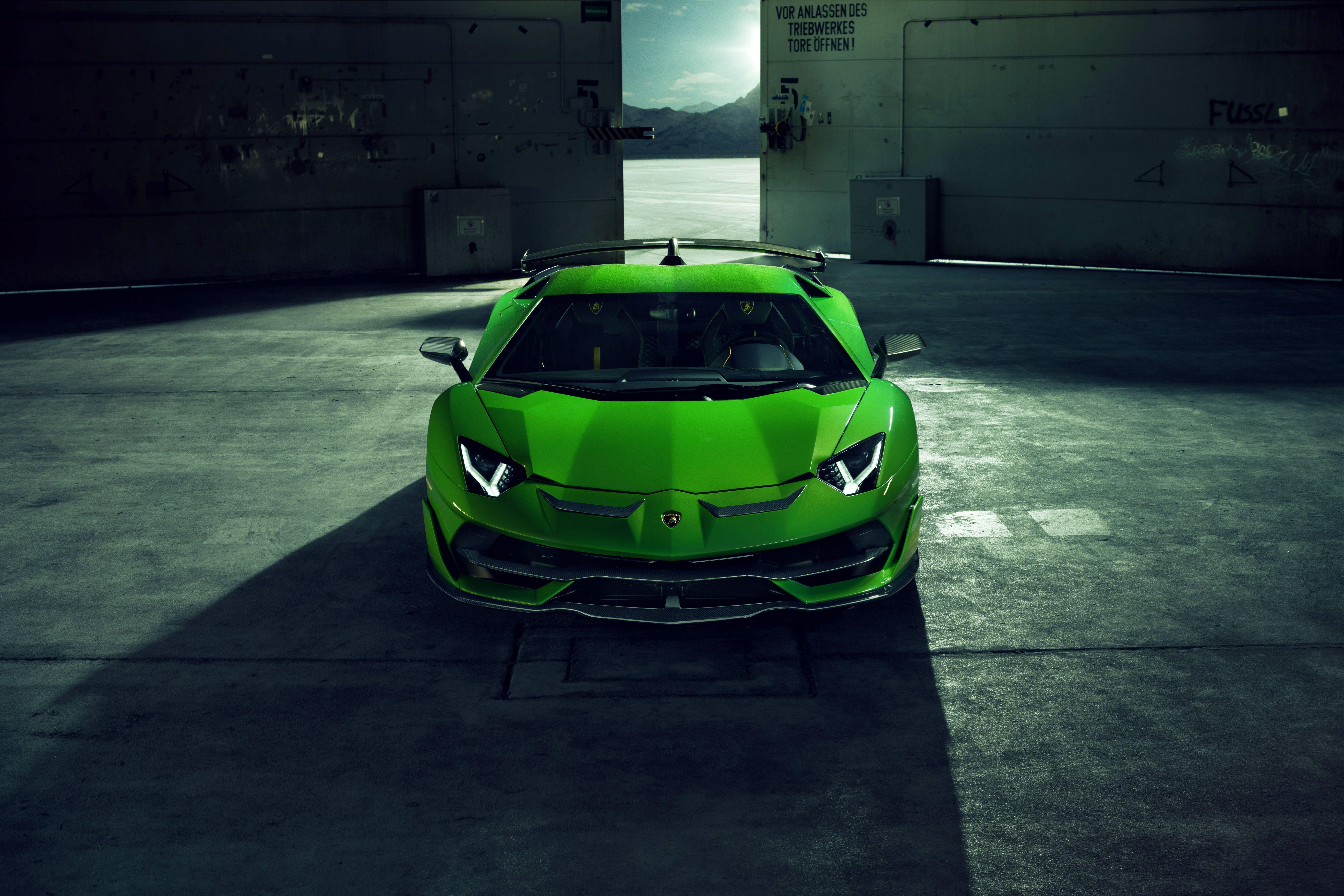 7952x5304 Lamborghini Aventador Svj 2019 Supercar Novitec Front View Light Green 8k