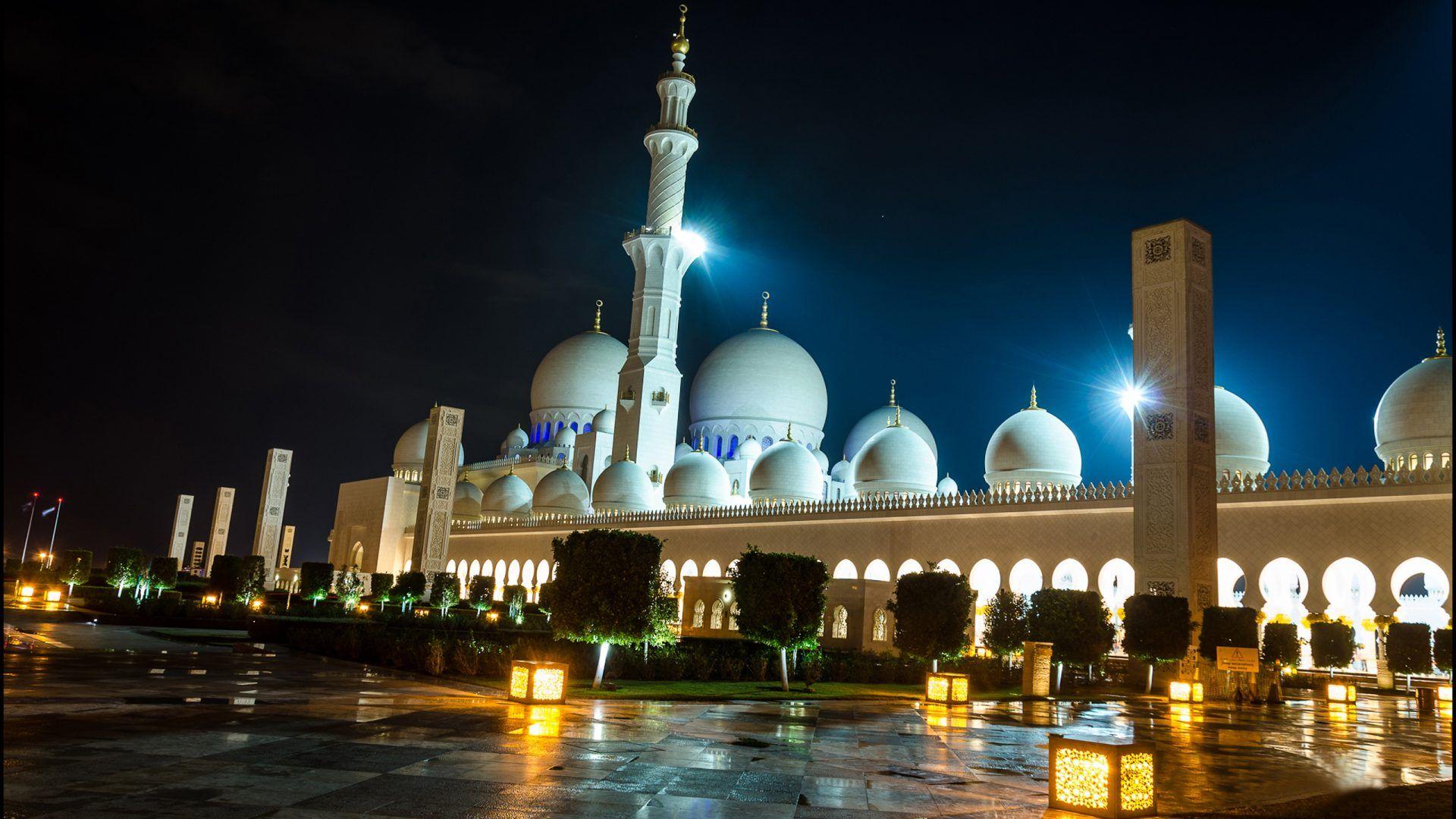 1920x1080 Abu Dhabi Uae Sheikh Zayed Grand Mosque Lighting At Night HD