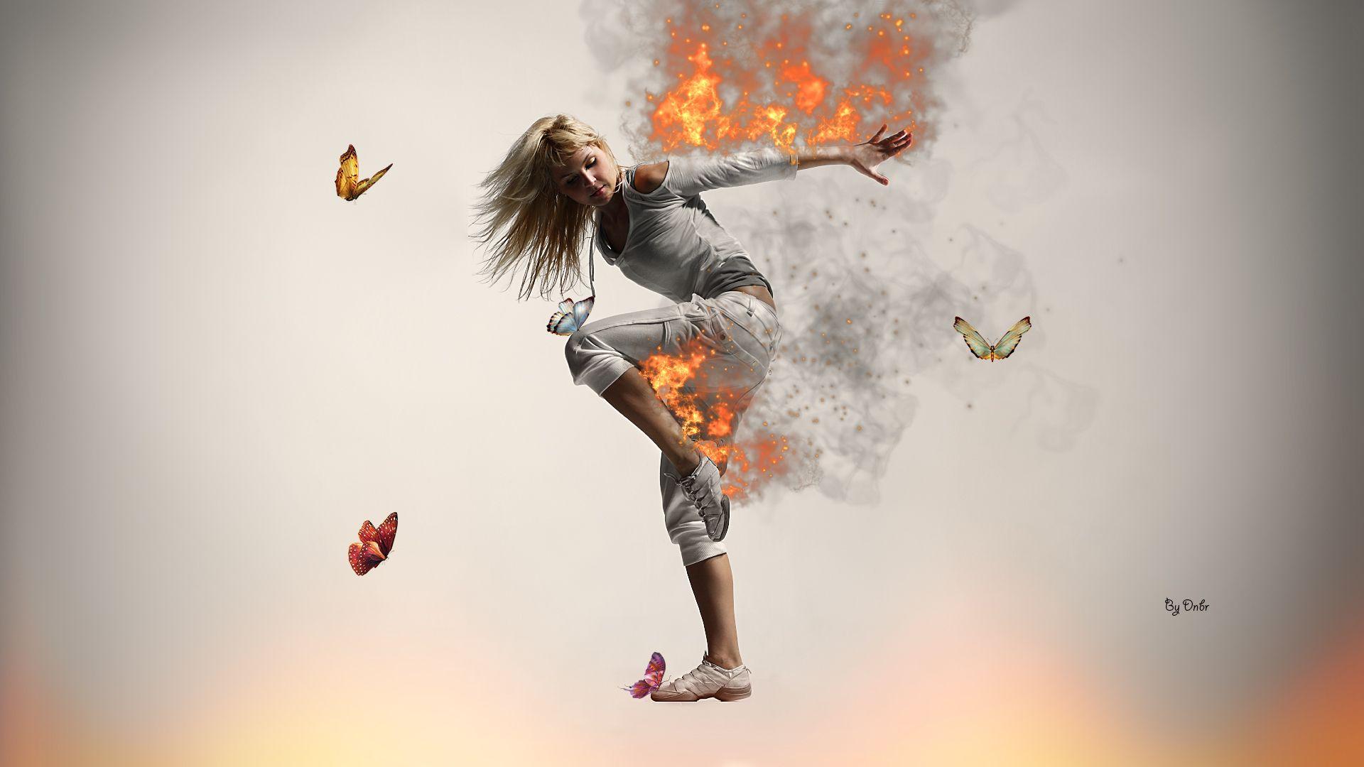 1920x1080 Cg digital art dance hip hop fire butterfly mood wallpaperx1080