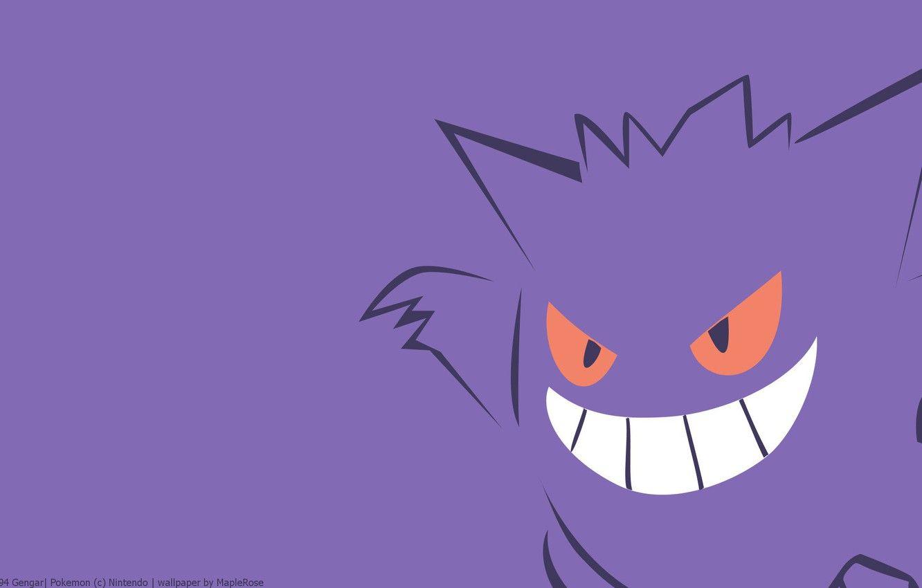 1332x850 Wallpaper purple, eyes, smile, mouth, eyes, smile, poison, pokemon, pokemon, violet, Ghost, smile, poisonous, mouth, Gengar, Gengar image for desktop, section минимализм