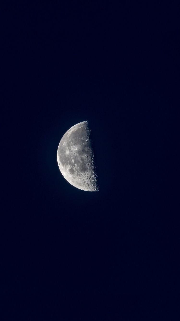 750x1334 Download Half moon, minimal, night, sky, art wallpaper, 750x1334