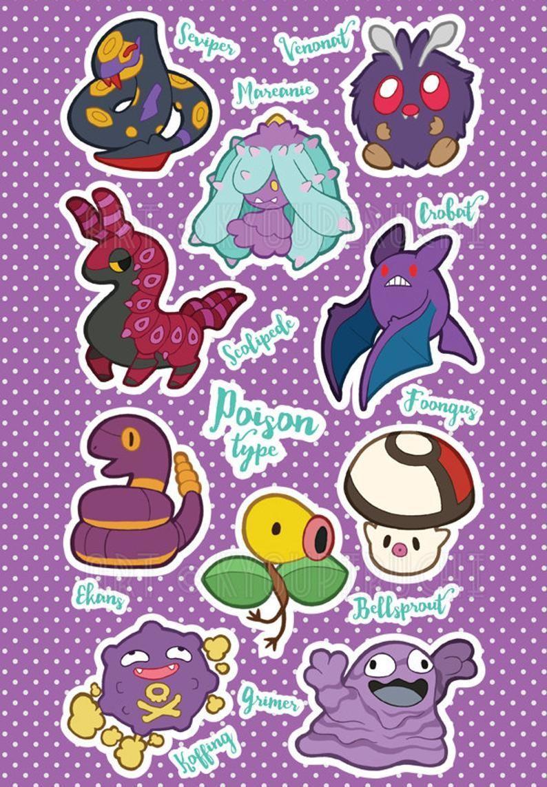 794x1143 Poison Type Pokemon Sticker Sheet Type Series. Pokemon stickers, Pokemon, Dragon type pokemon