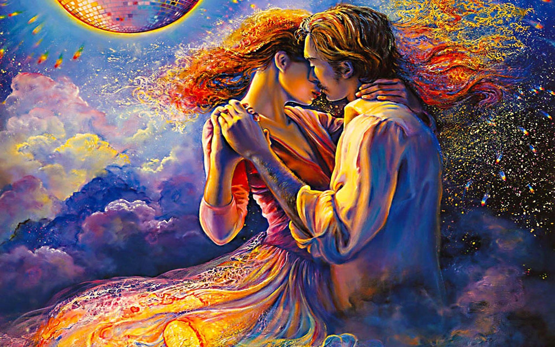 1920x1200 painting, Art, Couple, Love, dance with me Wallpaper HD / Desktop and Mobile Background
