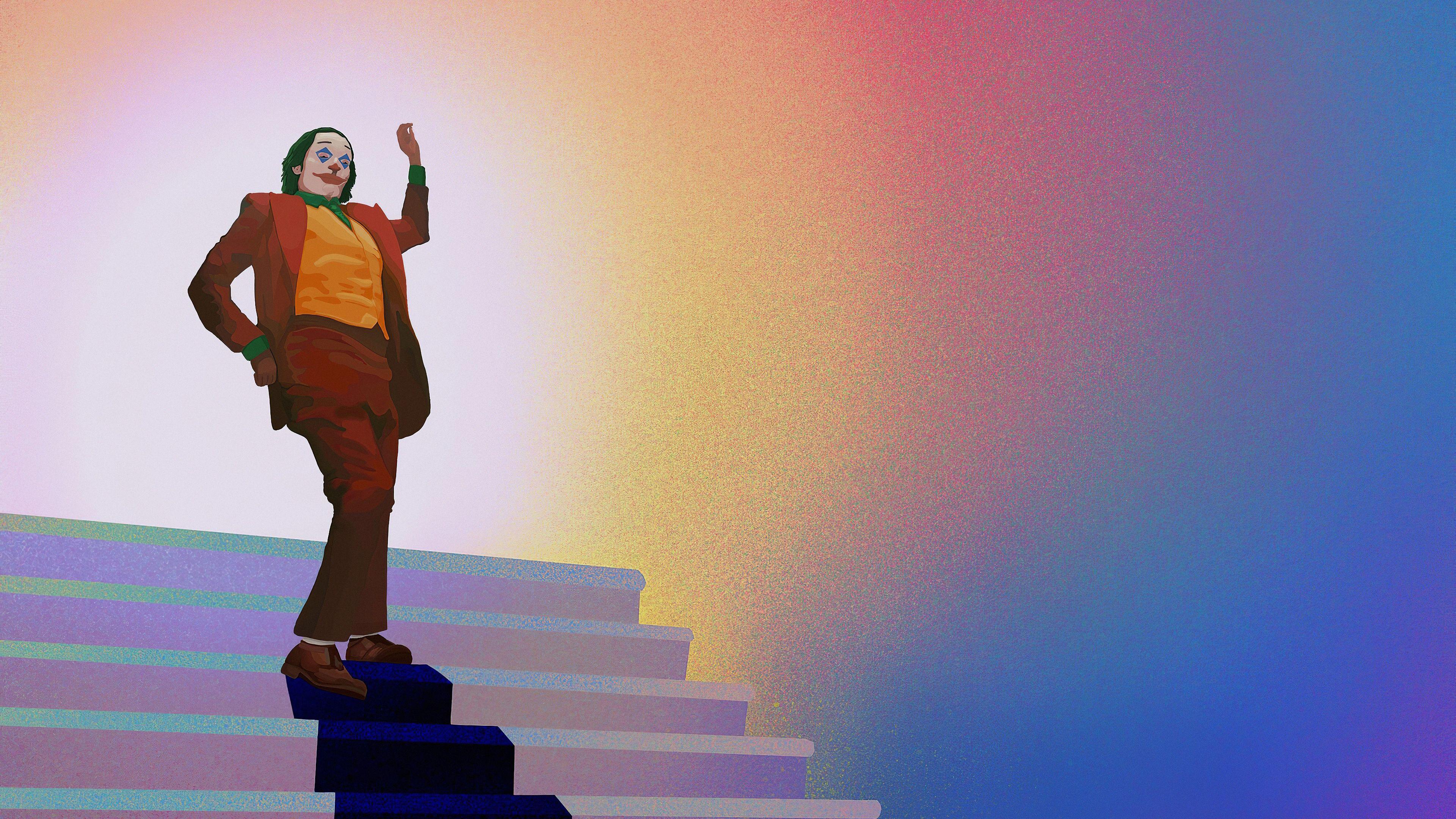 3840x2160 Wallpaper 4k Joker Stairs Dance Art Wallpaper