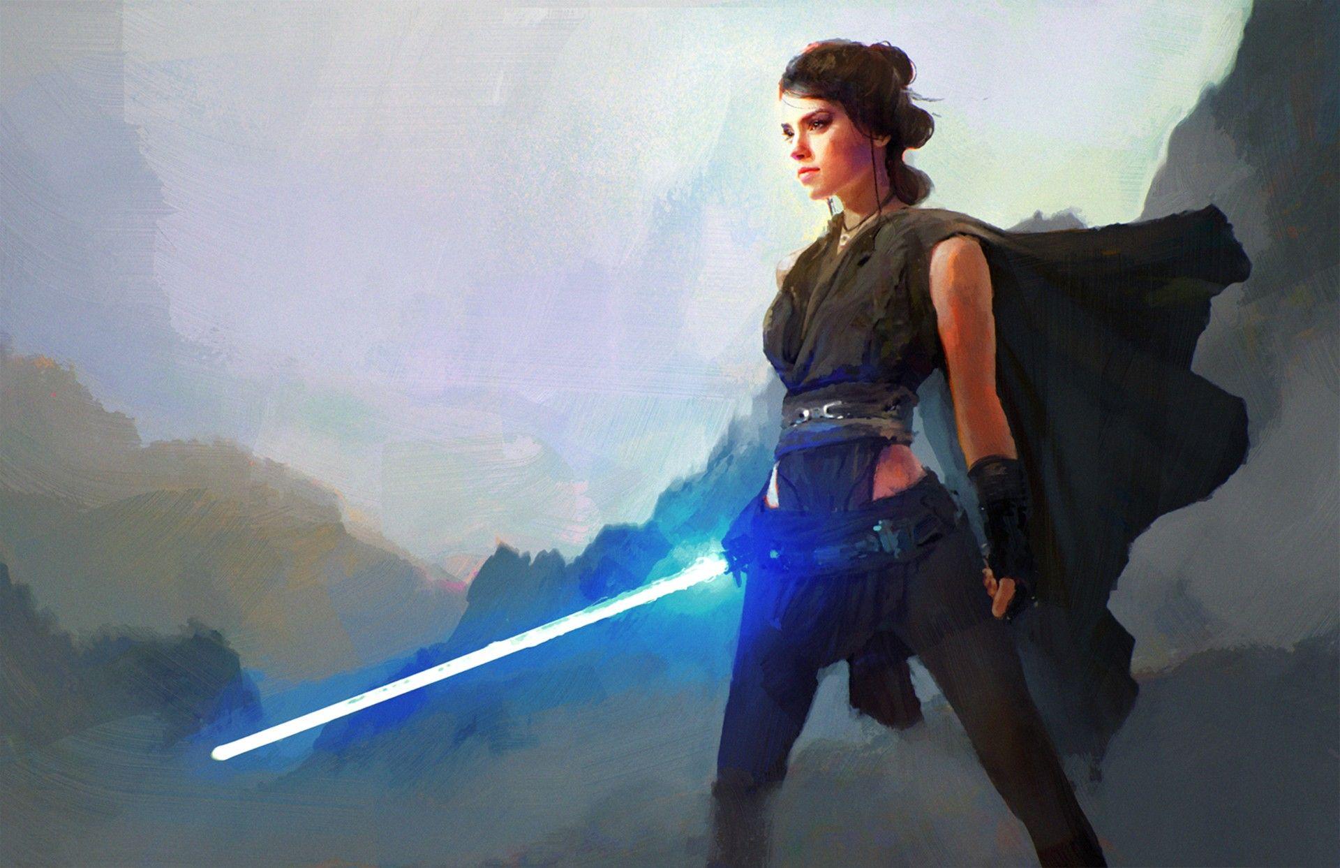 1920x1243 #artwork, #Star Wars, #Jedi, #fantasy art, #Daisy Ridley