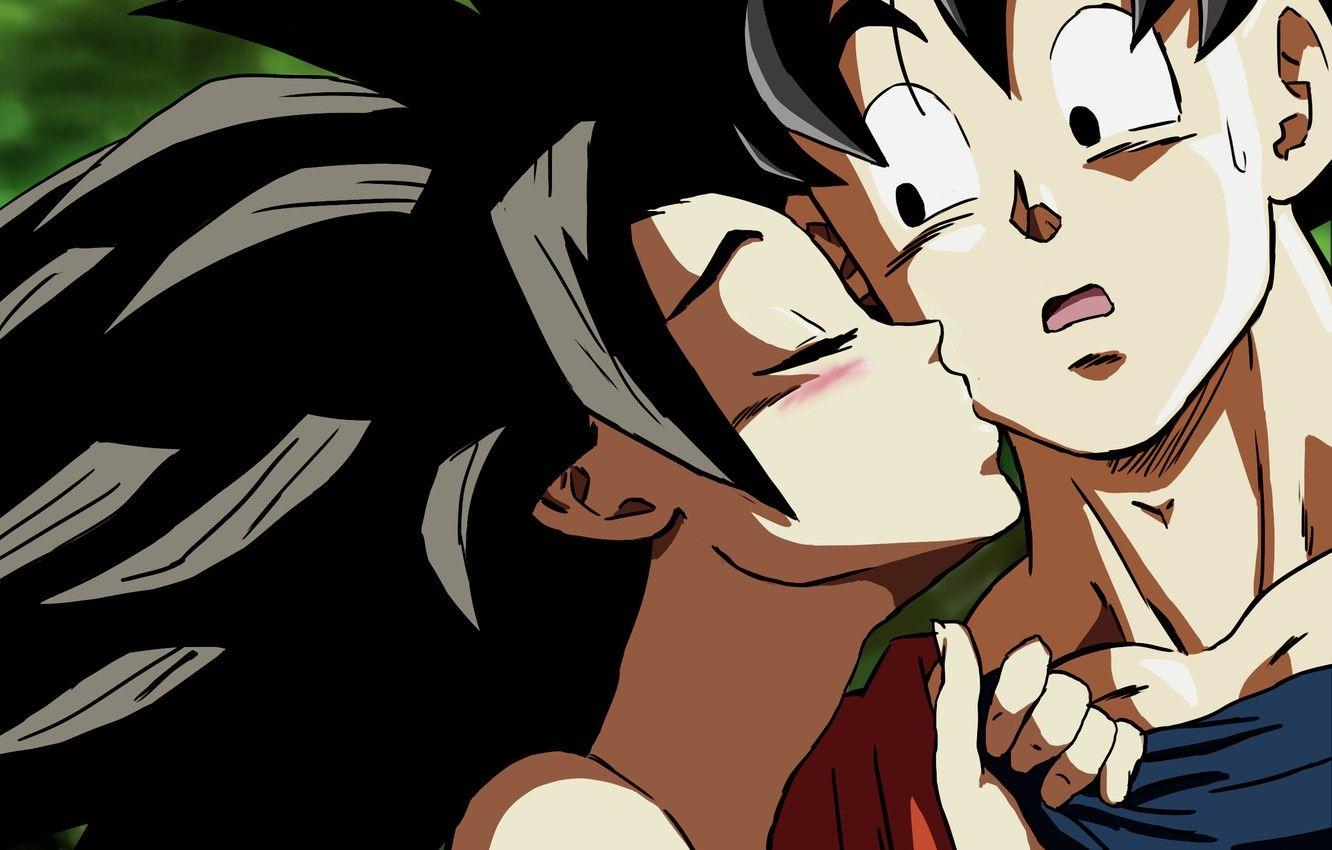 1332x850 Wallpaper girl, kiss, anime, art, guy, Dragon Ball image for desktop, section сёнэн