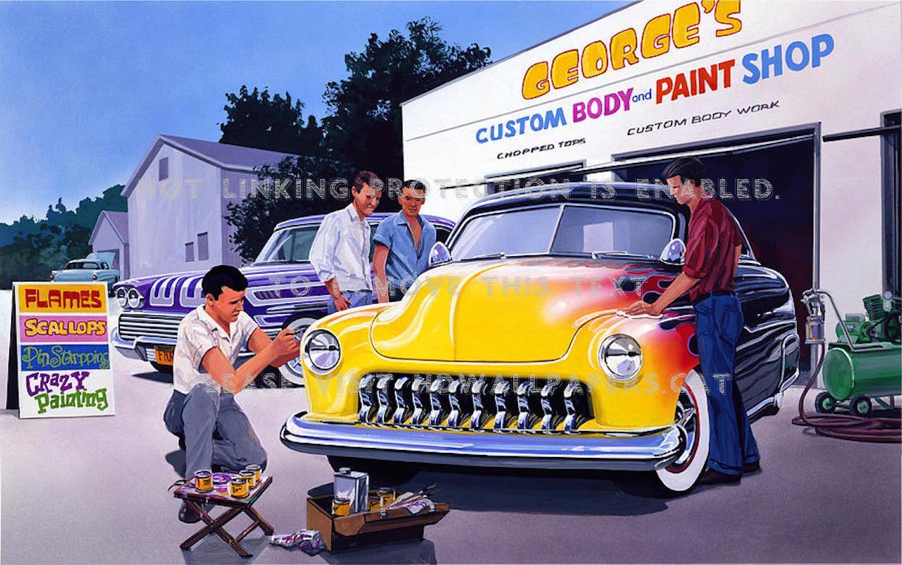 1280x801 at the paint shop garage vintage retro car