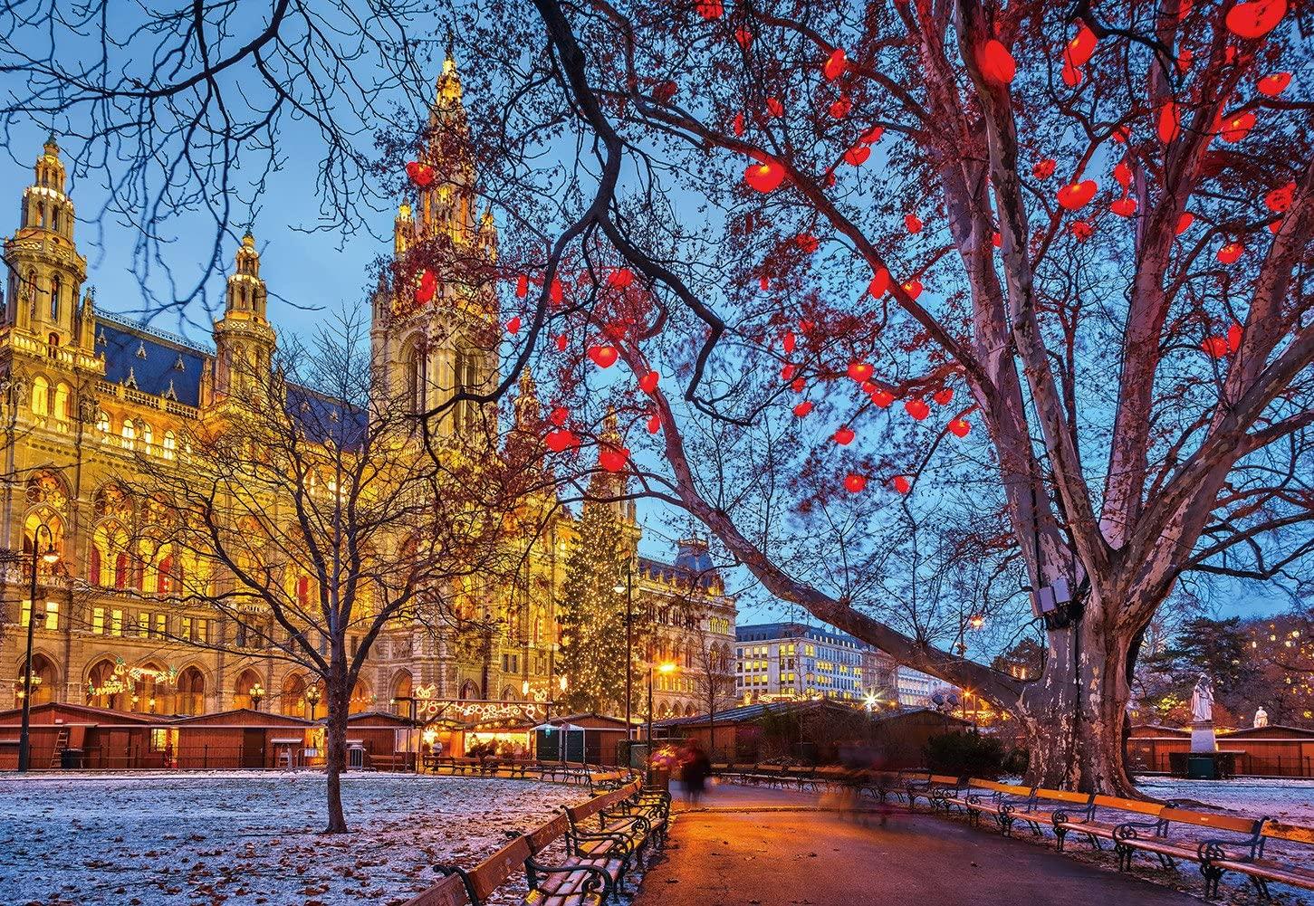 1451x1001 CHOIS Custom Wall Murals Wallpaper Desinger Home Art Decor WM City Of Vienna Wien Austria Rathaus Vienna Town Hall Winter Fallen Leaves, 145 Inch By 100 Inch 4 Panel Mural