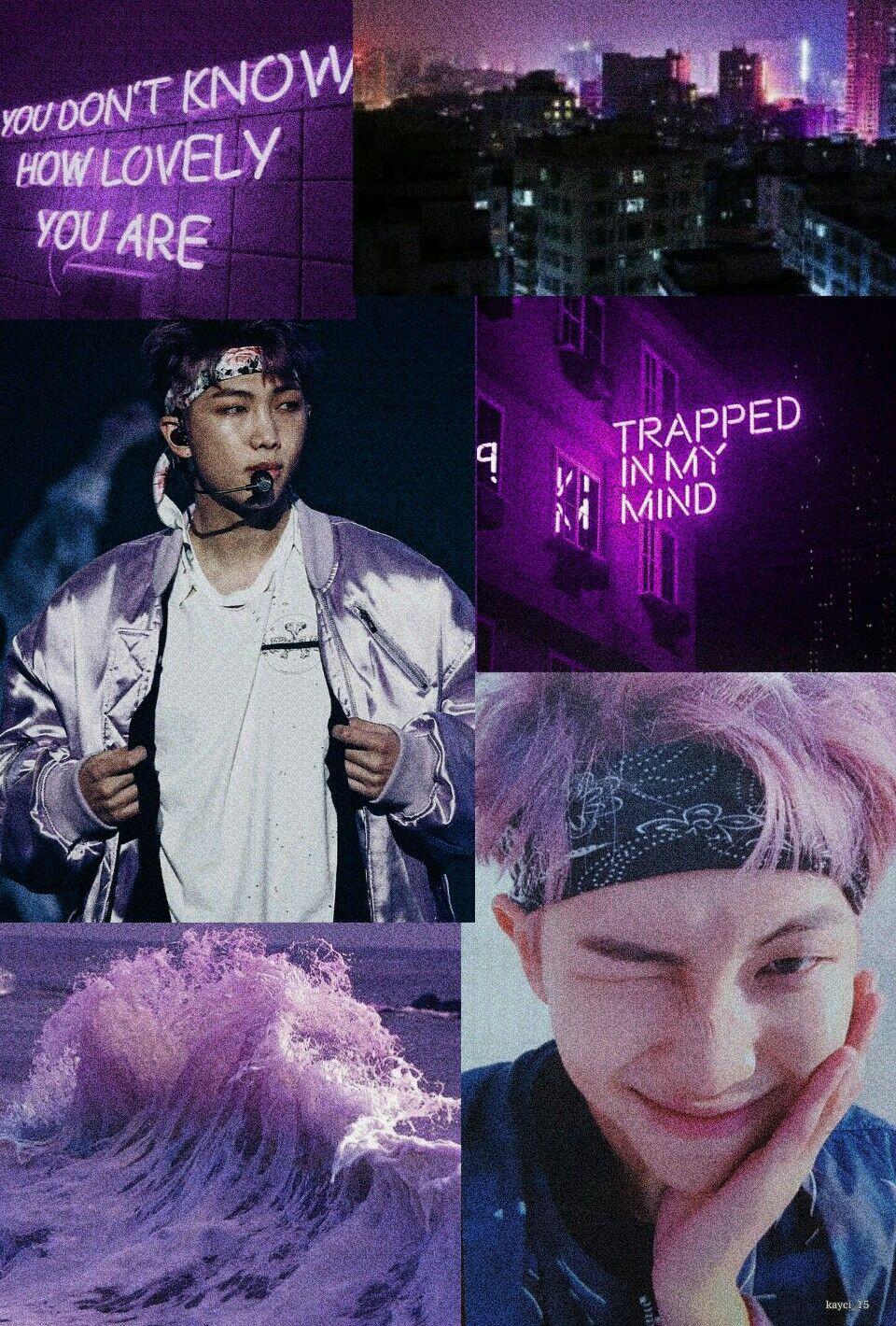960x1420 BTS Kim Namjoon (RM) Purple Aesthetic Wallpaper made
