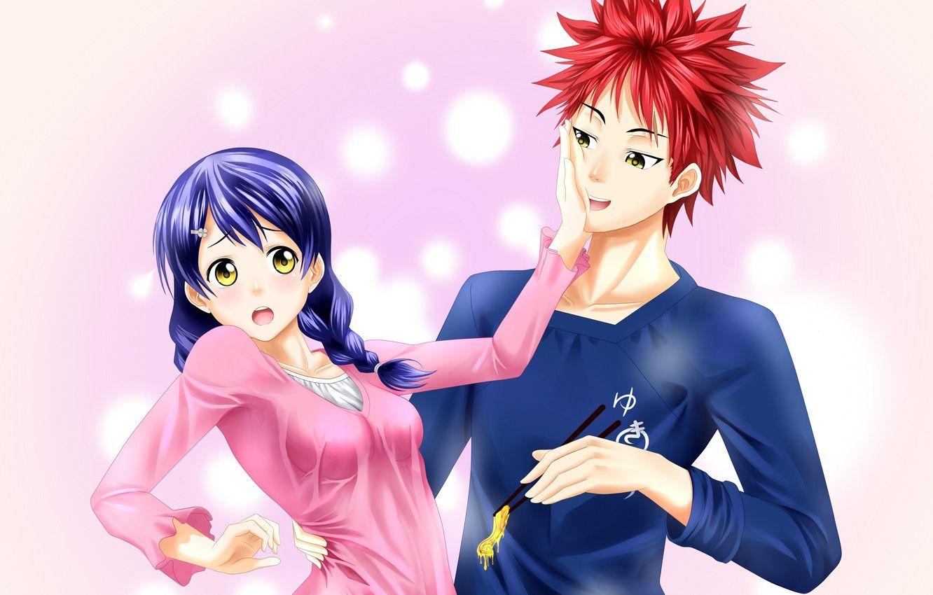1332x850 Wallpaper Shokugeki no Souma, Yukihira Souma, Food Wars!, Tadokoro Megumi image for desktop, section сёнэн