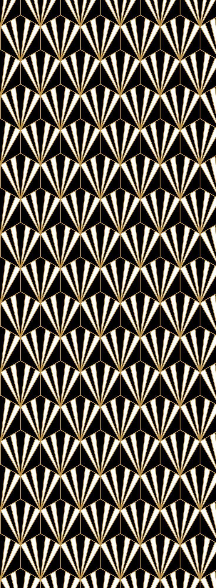 735x2000 Black White Gold Wallpaper