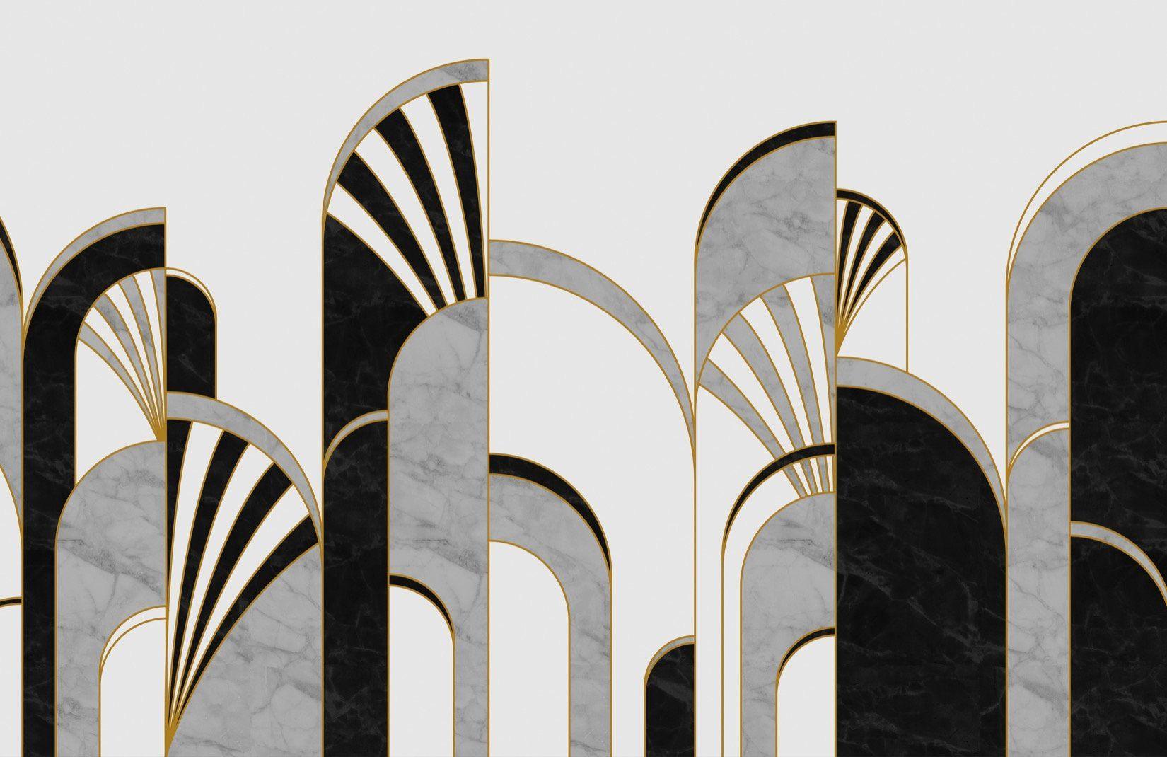 1650x1070 Black & White Art Deco Wallpaper Mural. Murals Wallpaper NZ