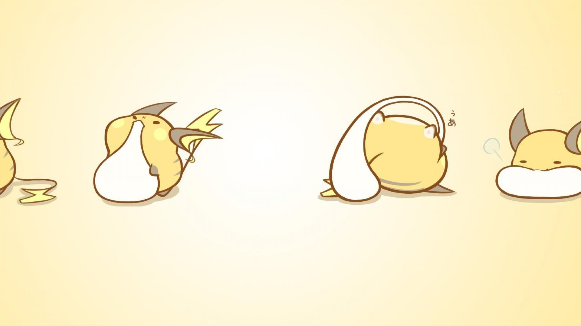 1920x1080 Pokemon food raichu simple background eating yellow mochi wallpaper
