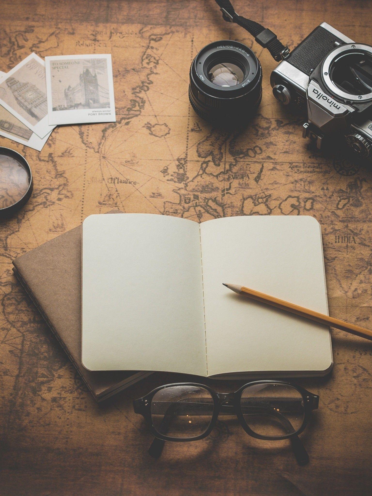 1536x2048 Camera Glasses Magnifying Glass Map Wallpaper - [1536x2048]