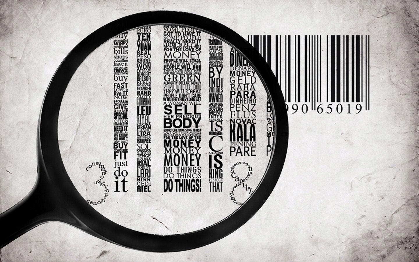 1440x900 Typography numbers barcode facts magnifying glass wallpaper