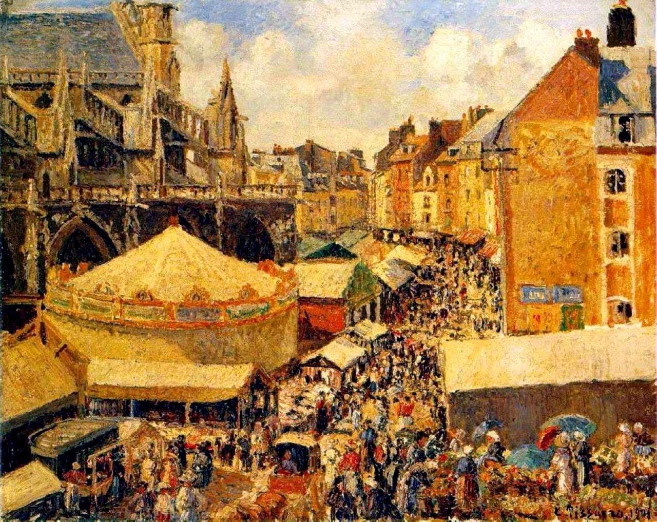 1280x1017 The Fair in Dieppe, Sunny Morning 1901. Camille pissarro