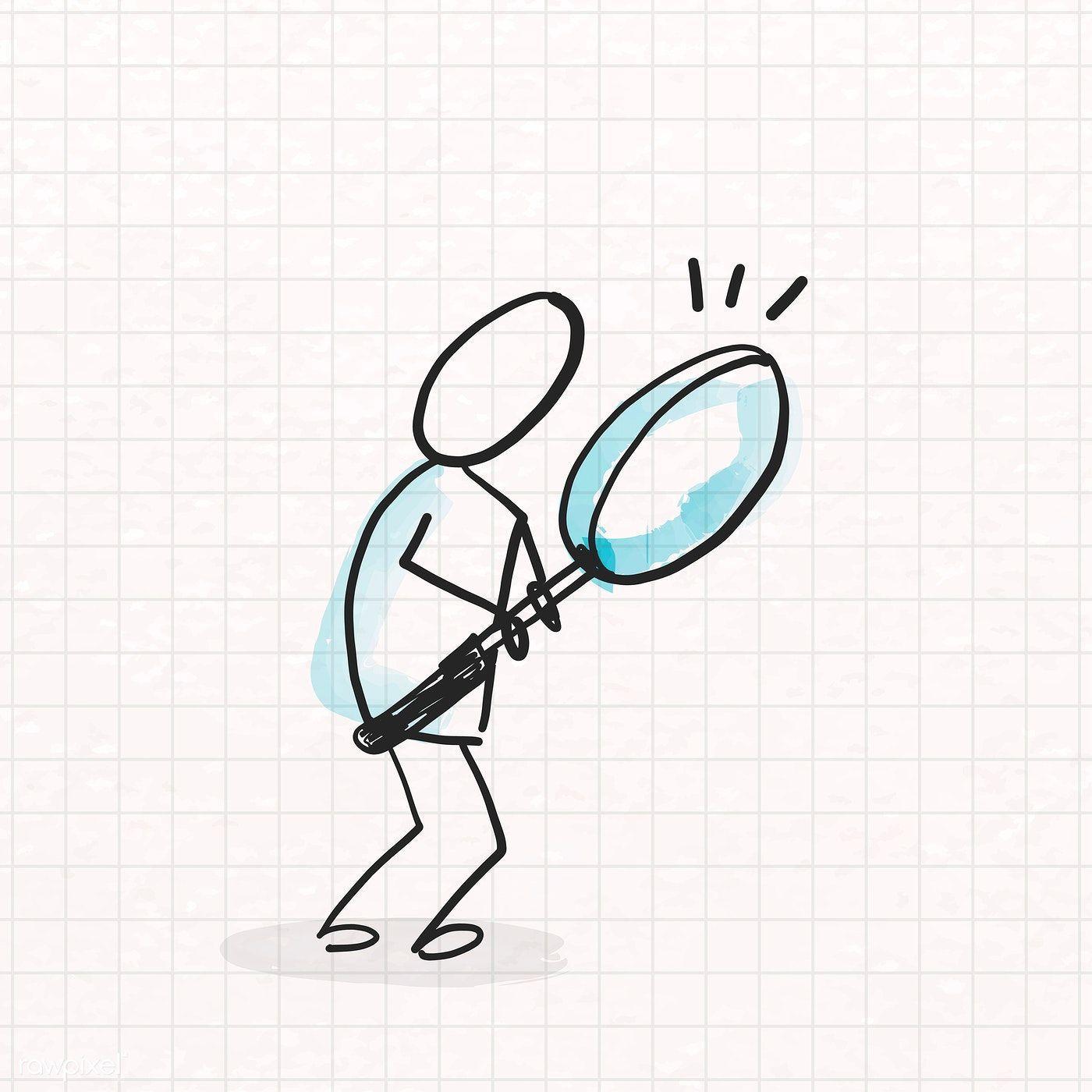 1400x1400 Download premium vector of Creative magnifying glass doodle vector