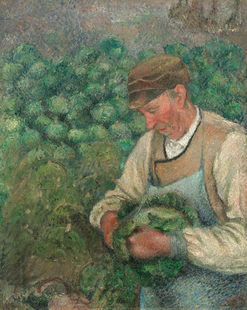 837x1050 The Gardener Peasant with Cabbage Camille Pissarro