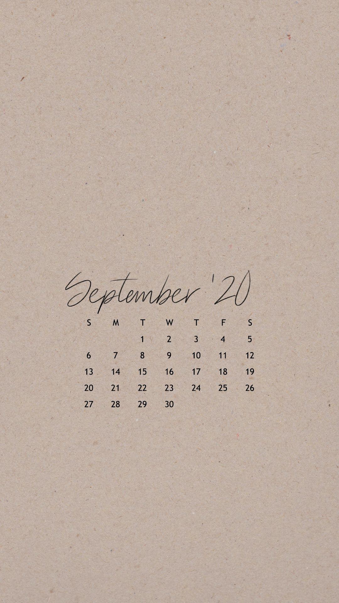 1080x1920 September 2020 Phone Calendar Wallpaper Is Honey