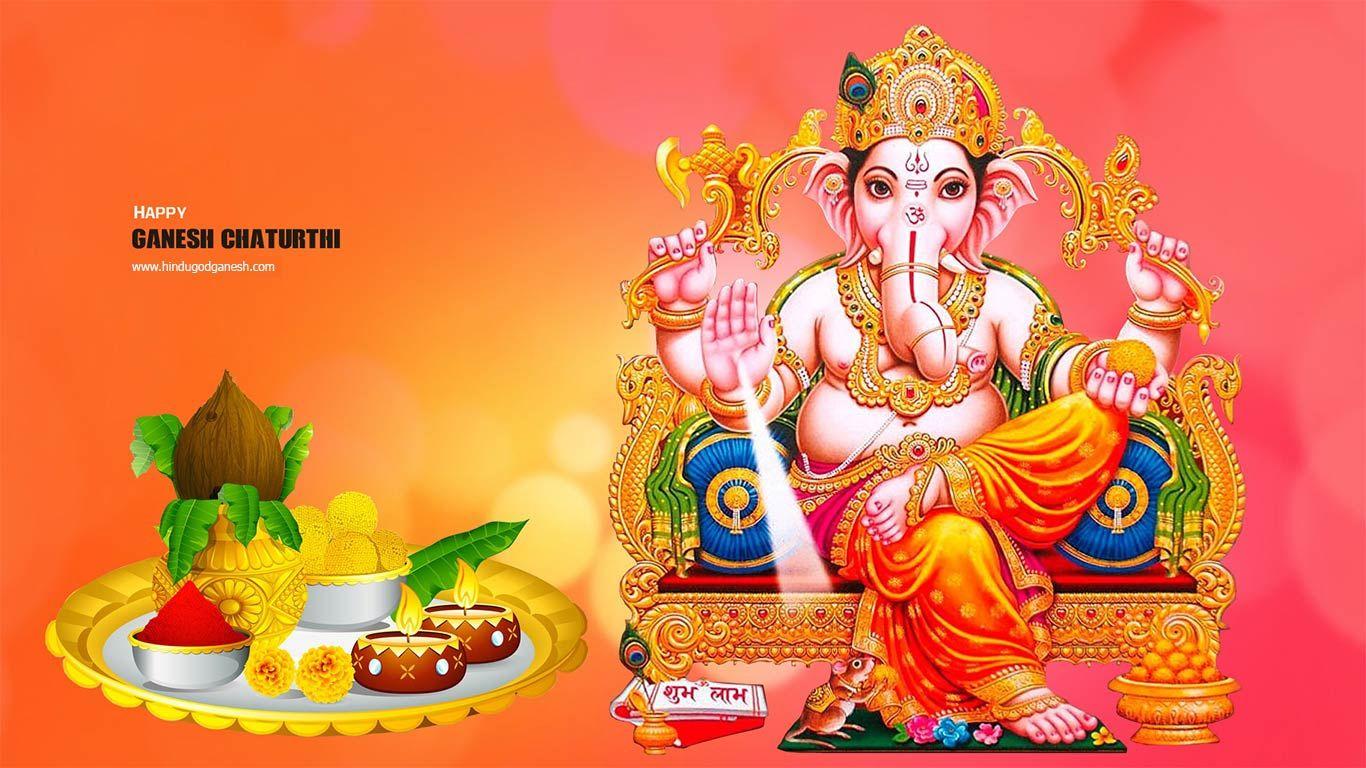 1366x768 Happy Ganesh Chaturthi HD Wallpaper for desktop & laptop