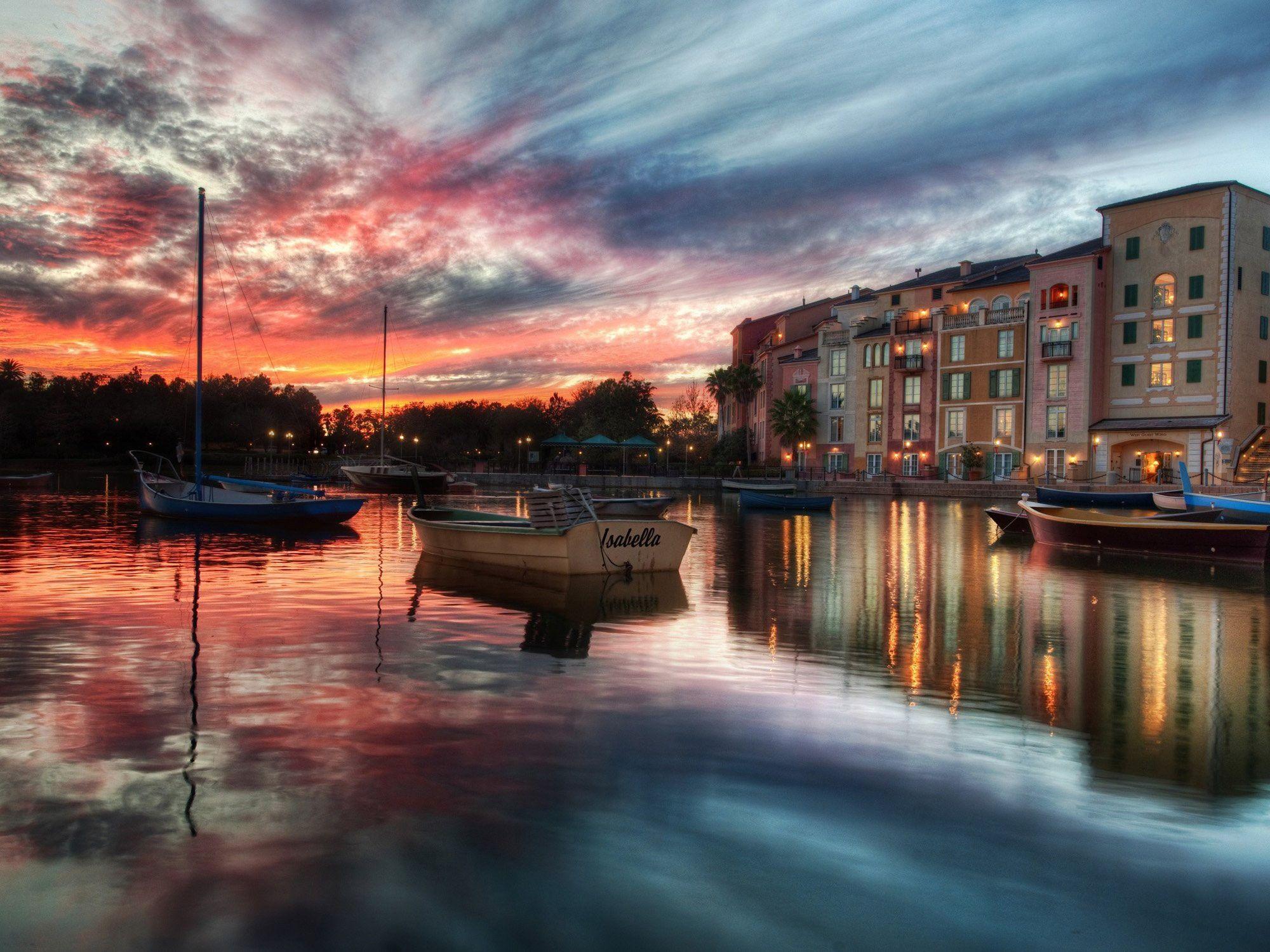 2000x1500 Sunset: Portofino Italy Colorful Peaceful Pier Amazing Sailing