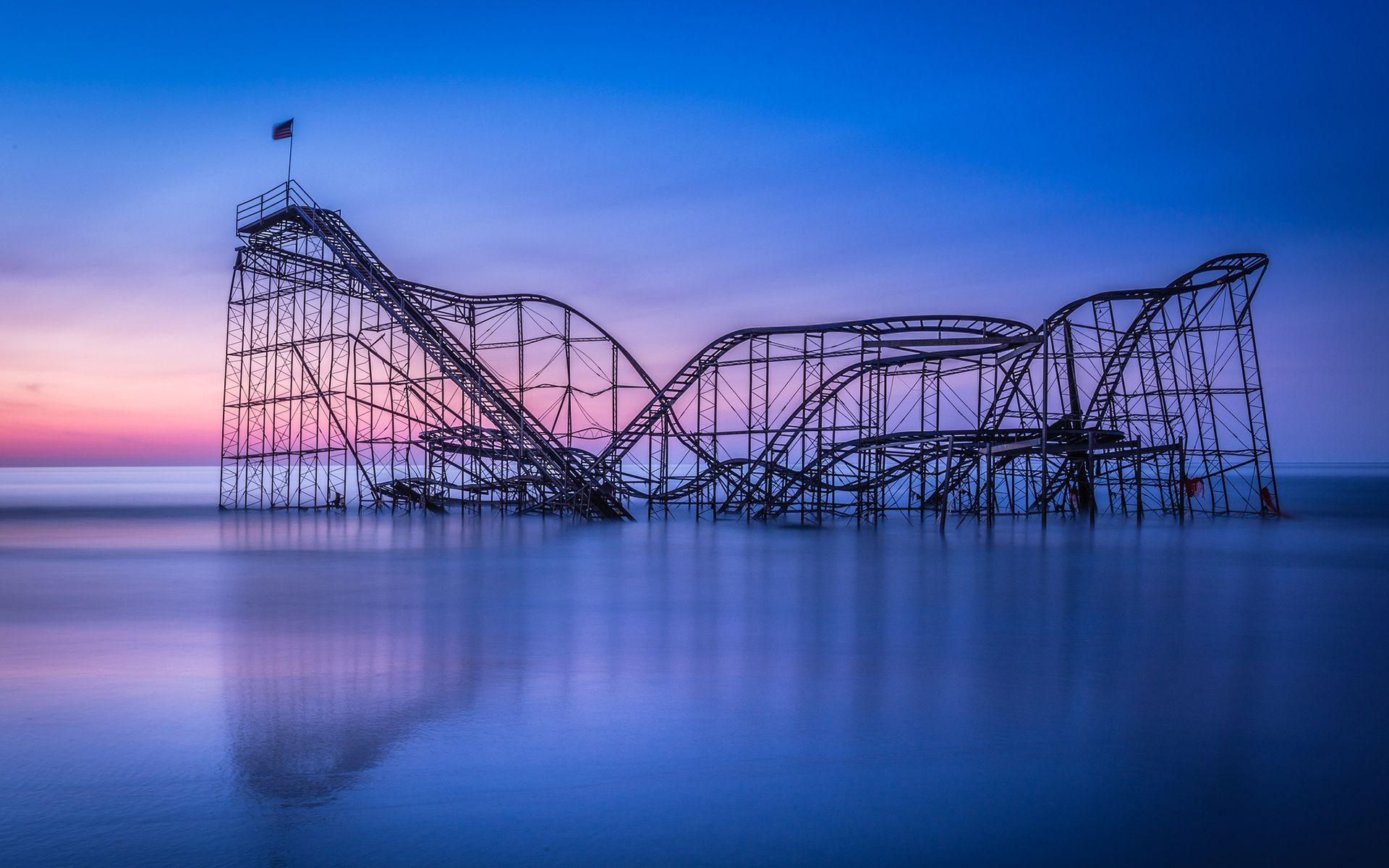 1920x1200 Roller Coaster Ocean Sunset mood wallpaperx1200