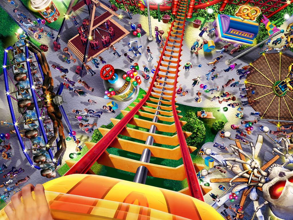 1024x768 Roller Coaster Cartoon Wallpaper HD IWallHD