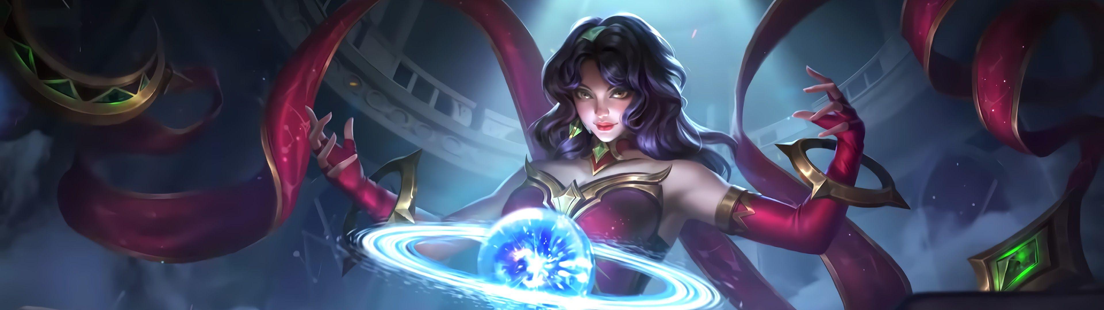3840x1080 Esmeralda Ruddy Dusk Skin Mobile Legends 4K Wallpaper