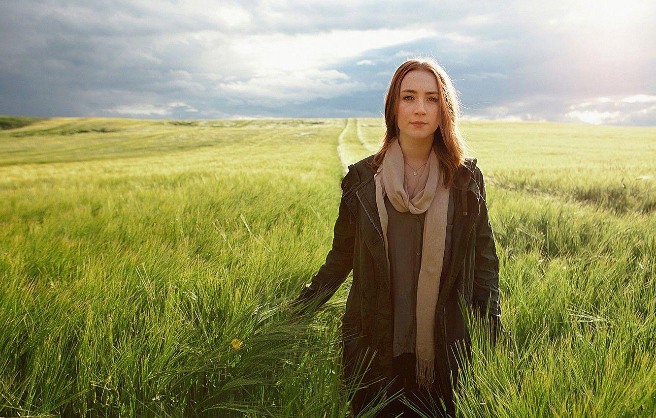1332x850 Wallpaper field, the sky, grass, girl, actress, blonde, Ireland