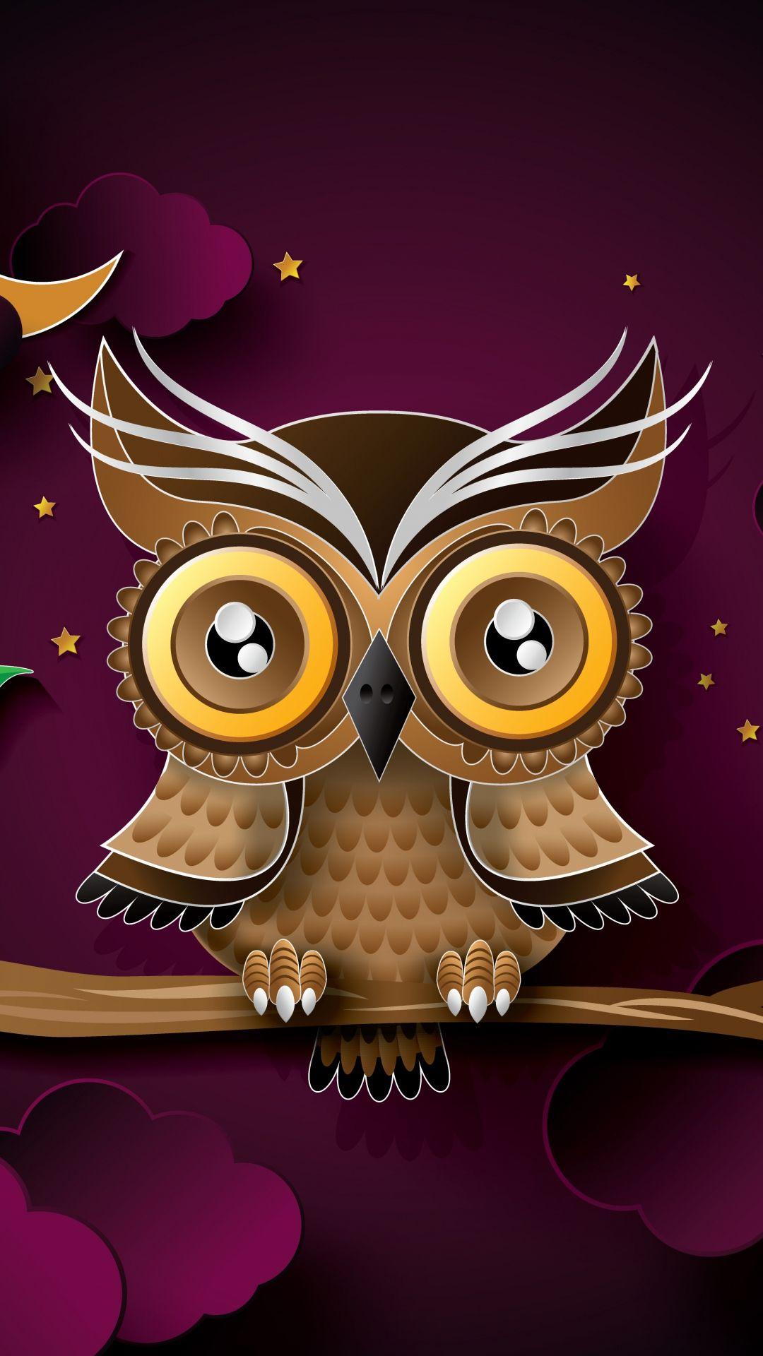 1080x1920 Owl Bird Art Branch iPhone 8 Wallpaper Free Download