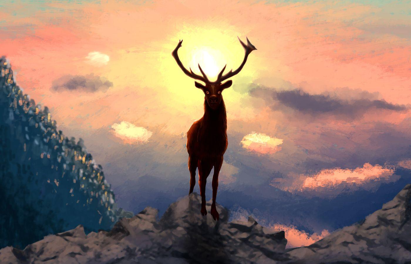 1400x900 Deer Artwork 4k 1400x900 Resolution HD 4k Wallpaper