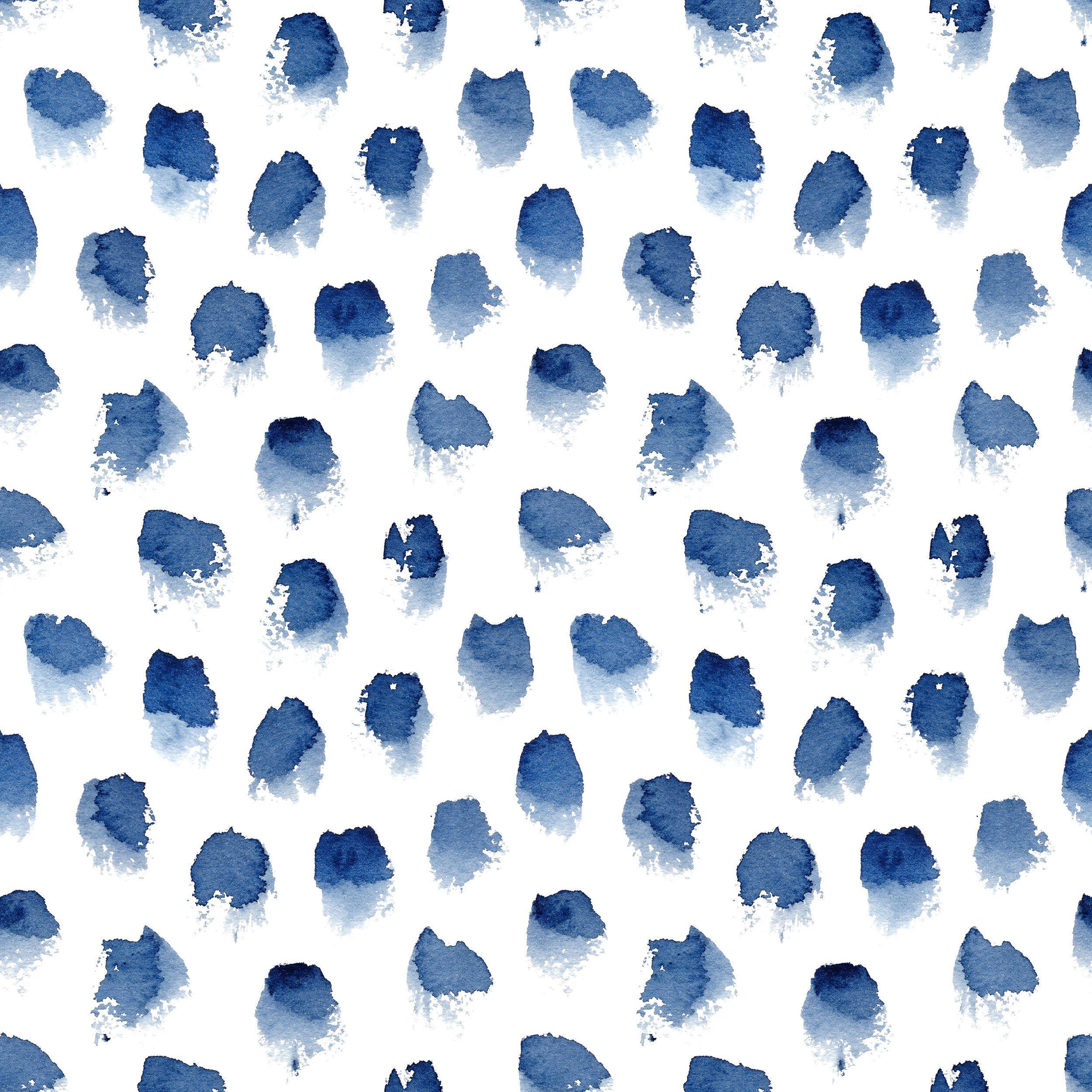 2500x2500 Indigo Blue Abstract Dots Wallpaper Removable, Traditional