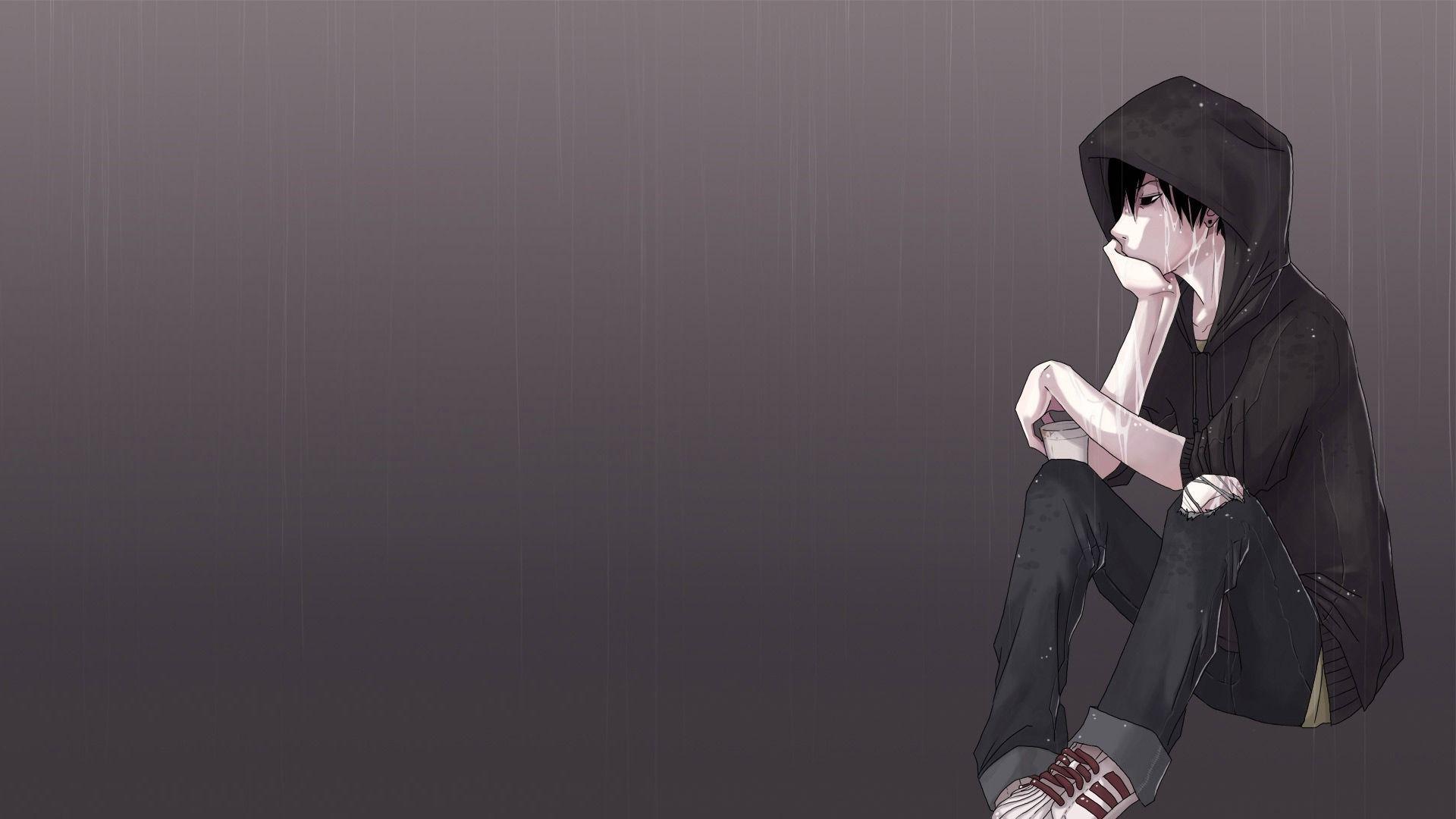 Download Alone Sad Anime Boys With Headphone Wallpaper  Wallpaperscom