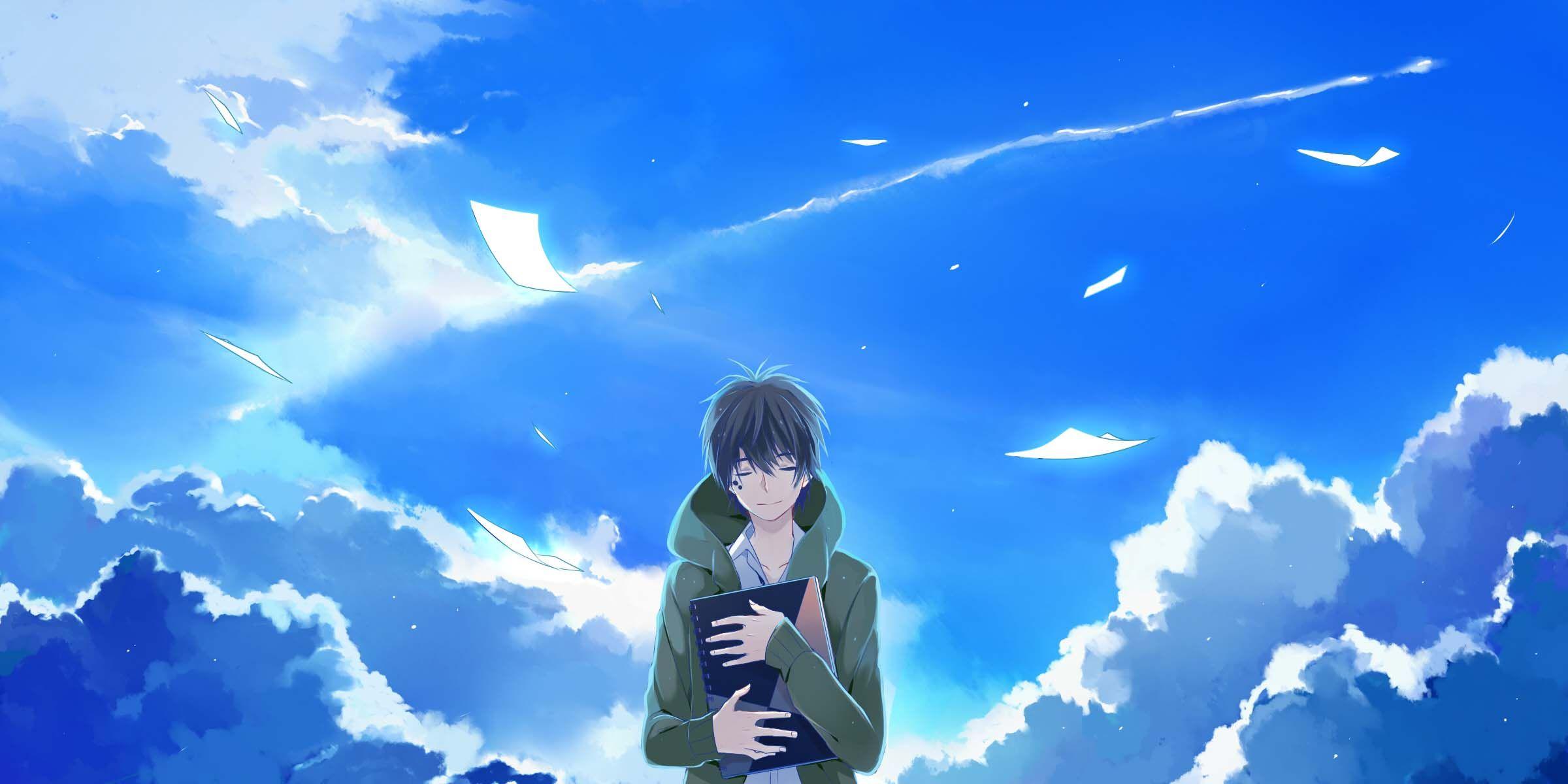 Anime Boy Alone Night Scenery 4K Phone iPhone Wallpaper #814a