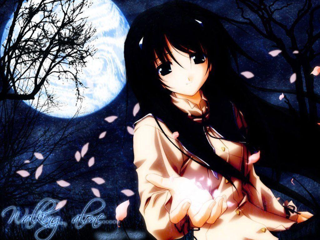 1024x768 Lonely Anime Wallpaper