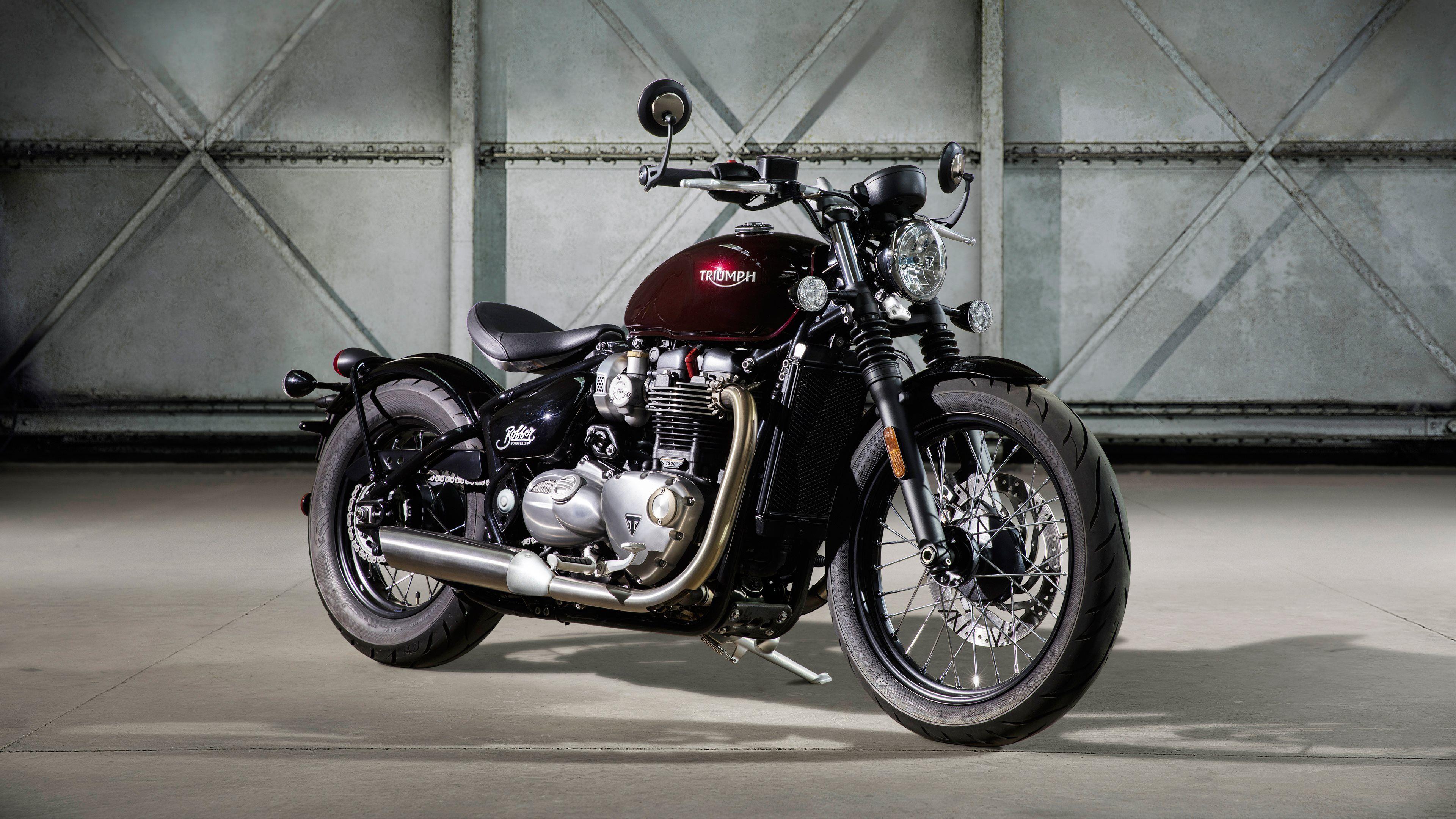 3840x2160 Download wallpaper Triumph Bonneville, Bobber, black