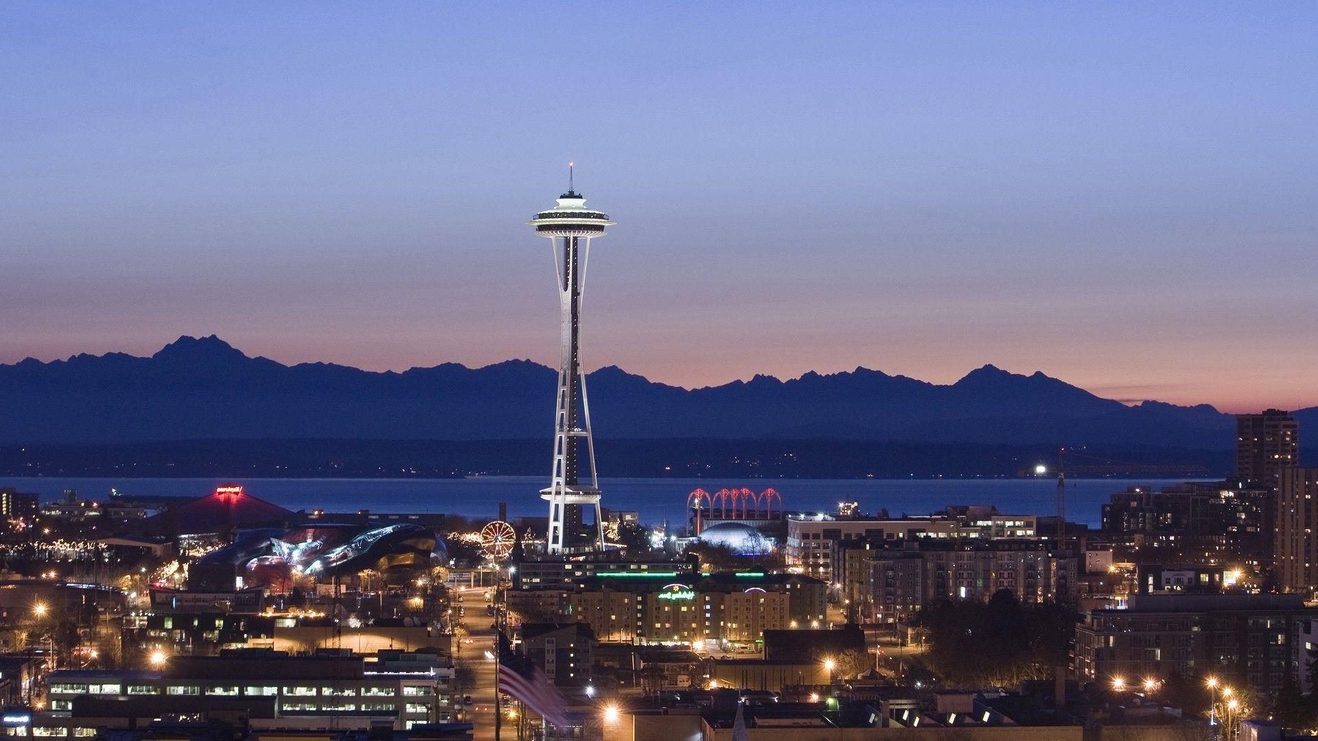 1920x1080 Wallpaper : 1920x1080 px, city, evening, lights, Pacific Northwest