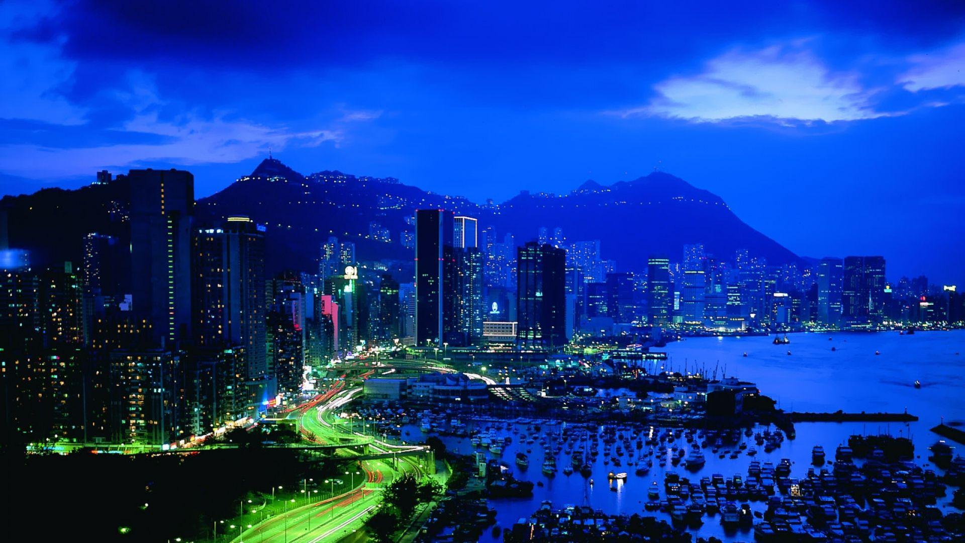 1920x1080 Download Wallpaper 1920x1080 hong kong, road, night, building, top